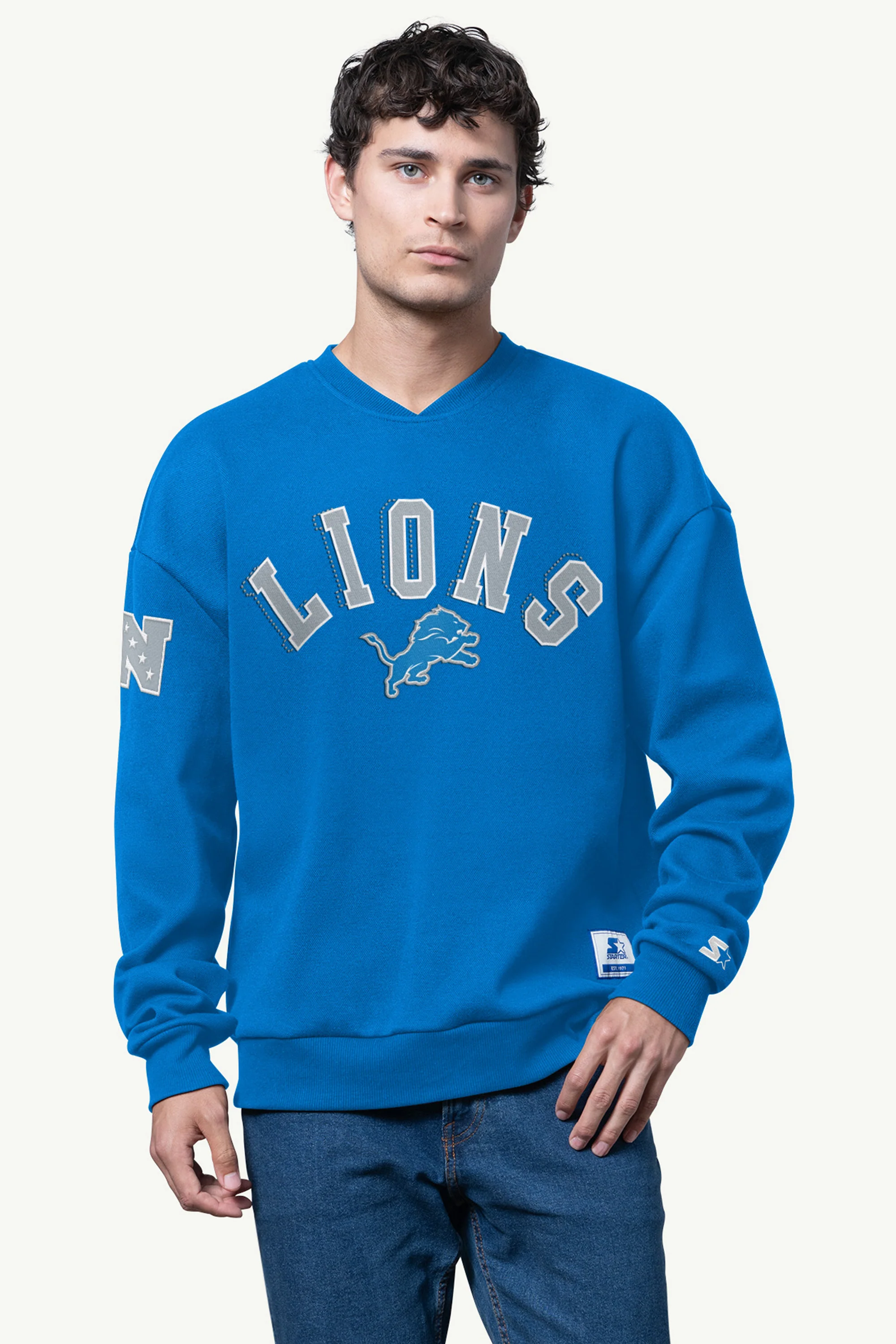 MENS DETROIT LIONS PIQUE PULLOVER