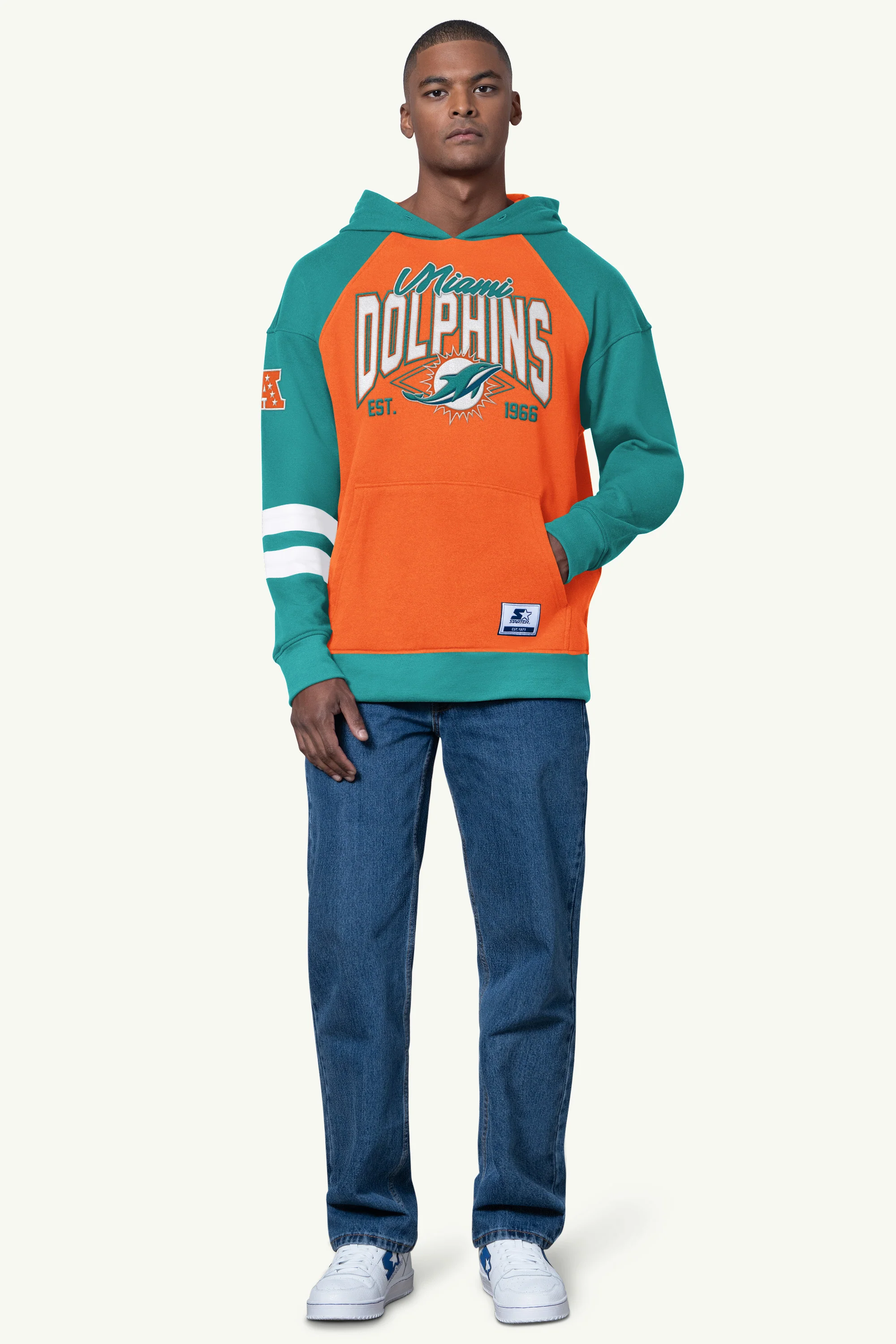 MENS MIAMI DOLPHINS INTERCEPTION COLORBLOCK HOODIE - Image 2