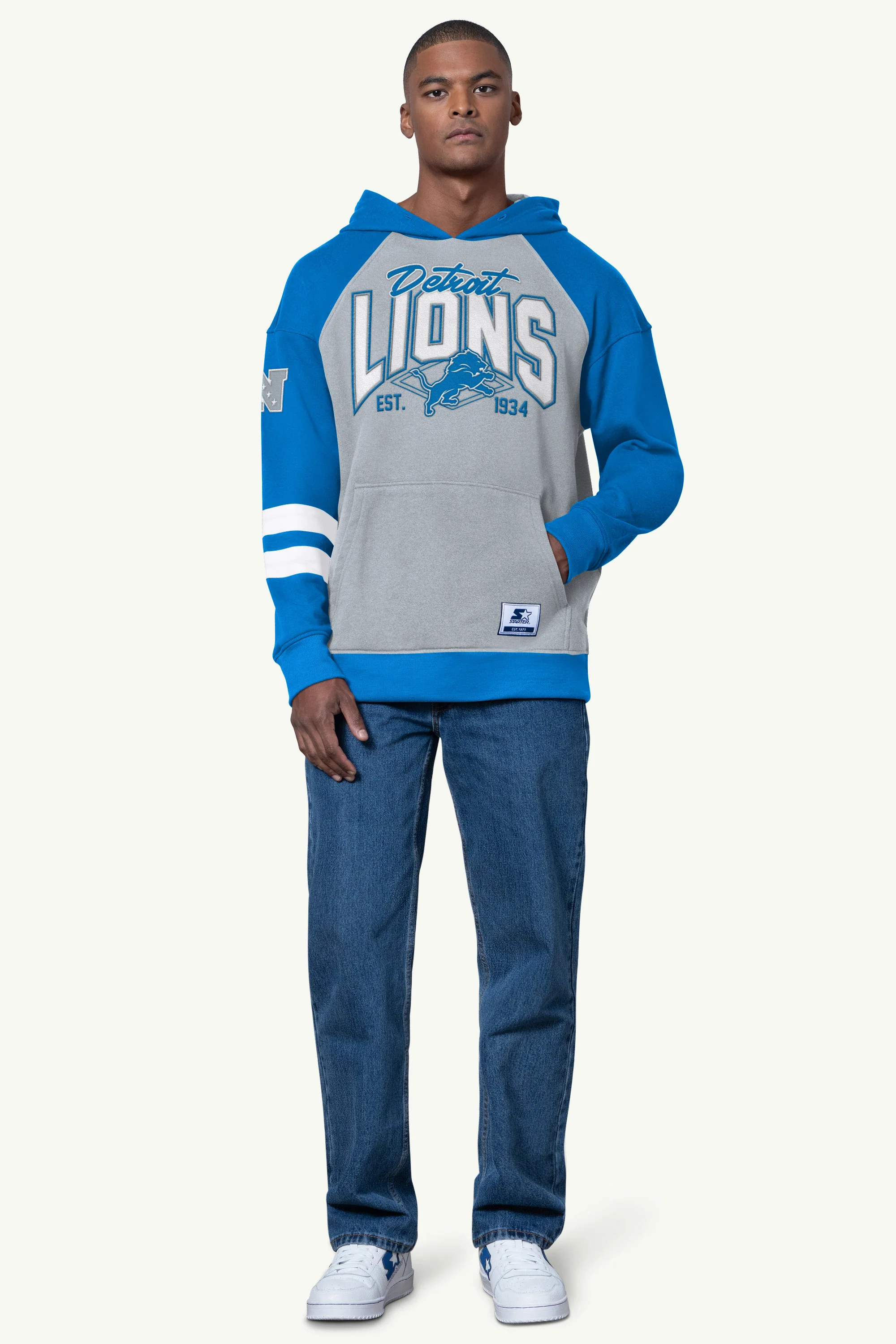 MENS DETROIT LIONS INTERCEPTION COLORBLOCK HOODIE - Image 2