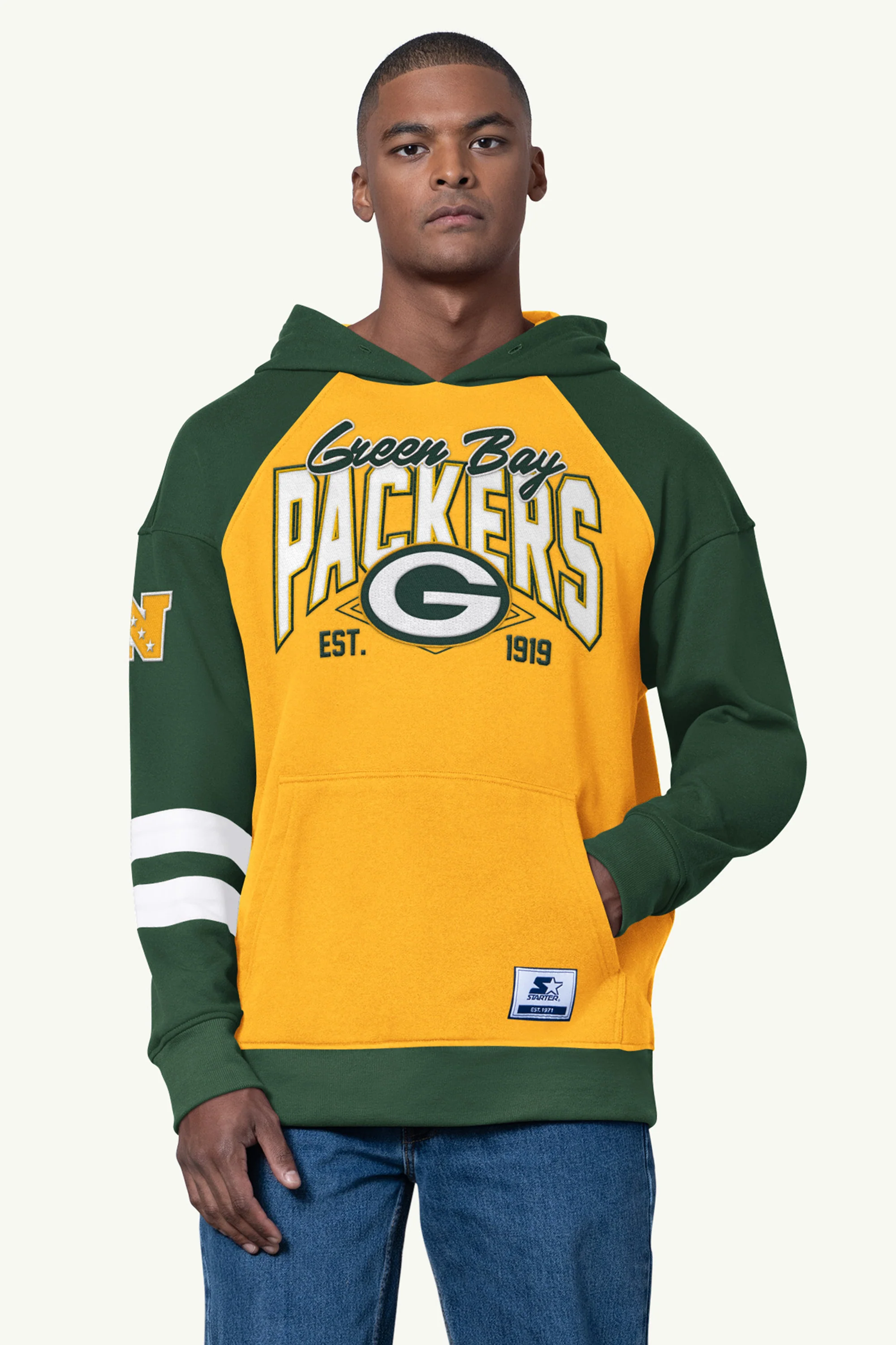 MENS GREEN BAY PACKERS INTERCEPTION COLORBLOCK HOODIE