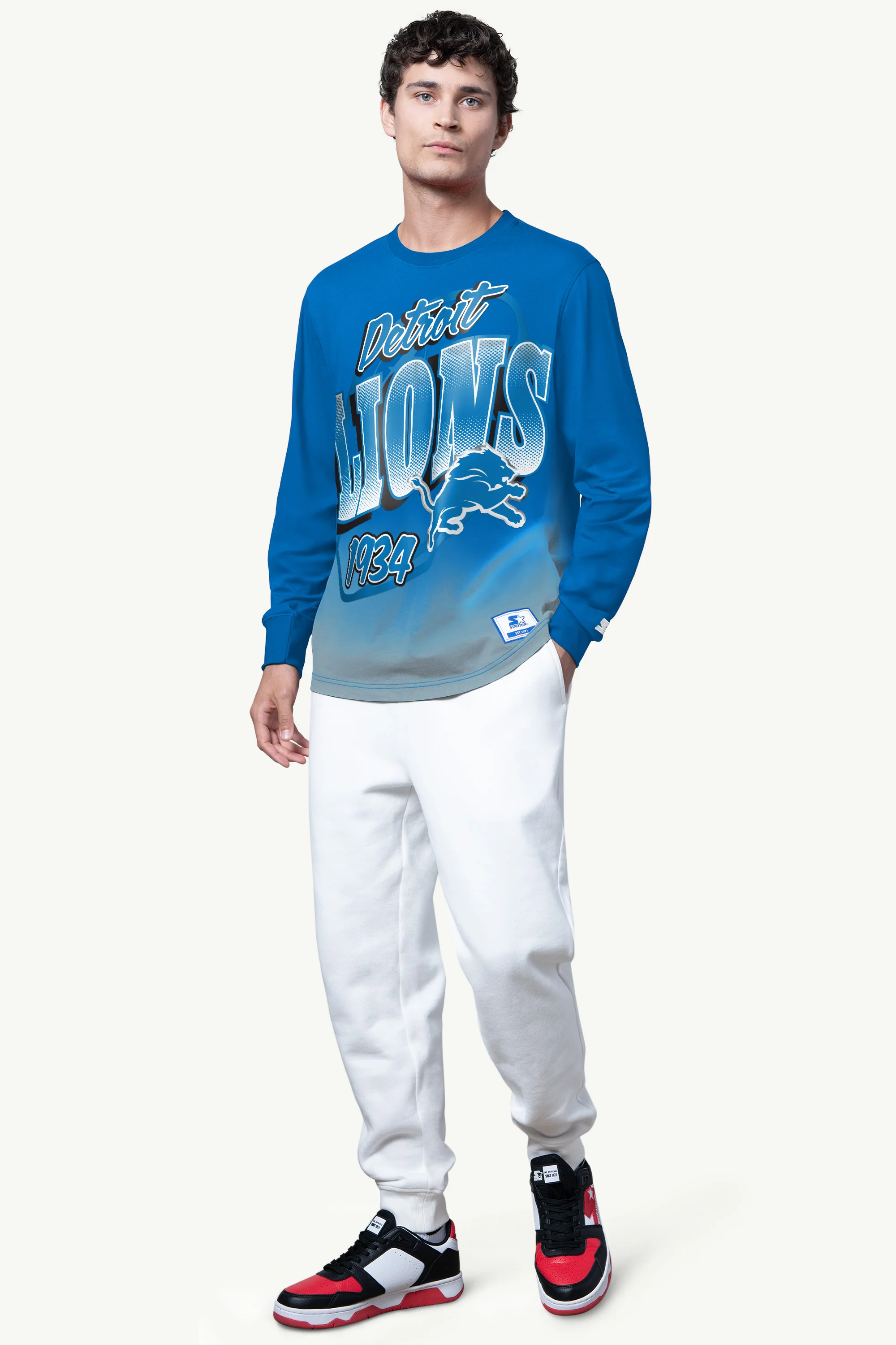 MENS DETROIT LIONS EXTREME QUARTERBACK LONG SLEEVE T SHIRT - Image 2