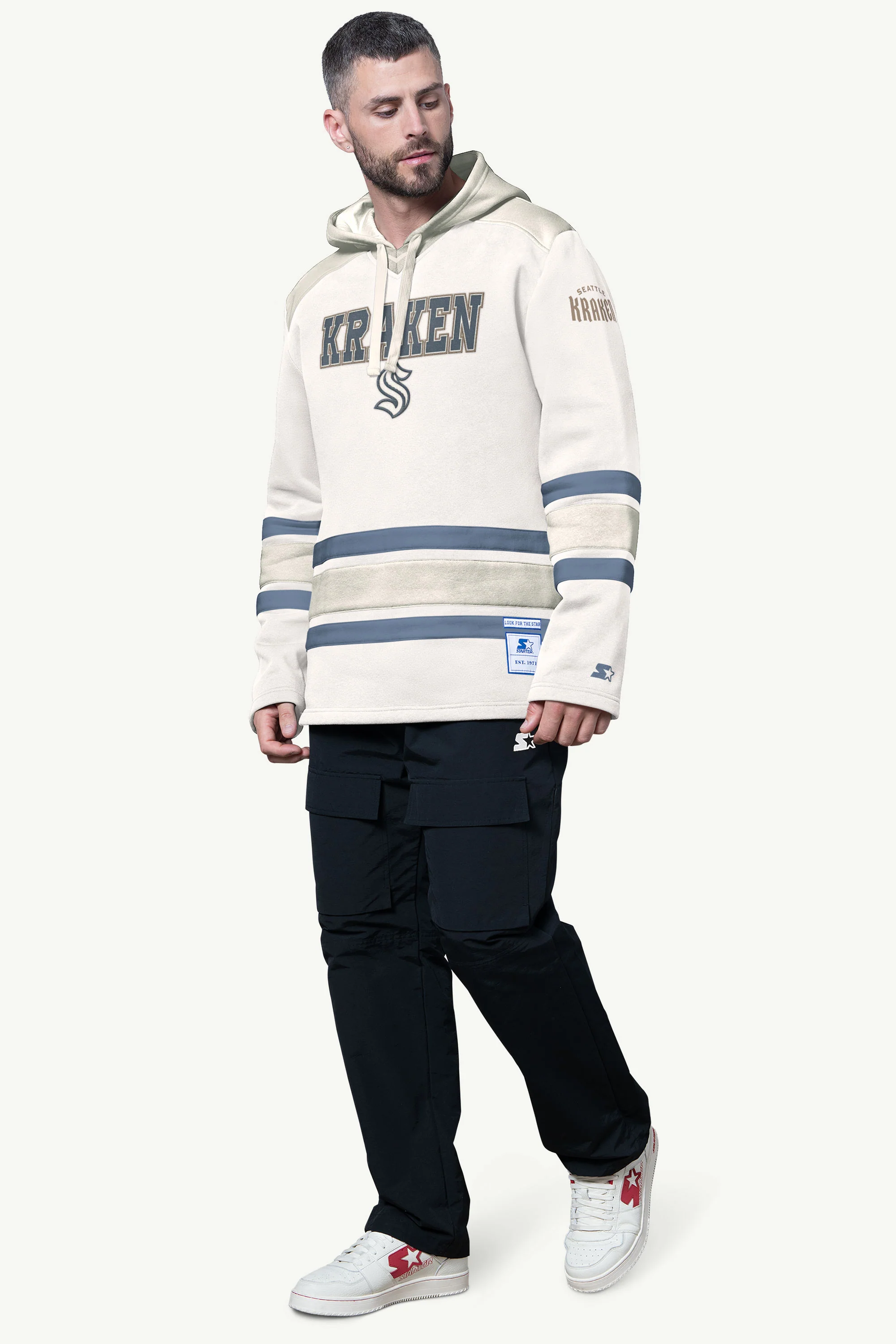 MENS SEATTLE KRAKEN SLAP SHOT HOODED HOCKEY PULLOVER - Image 2