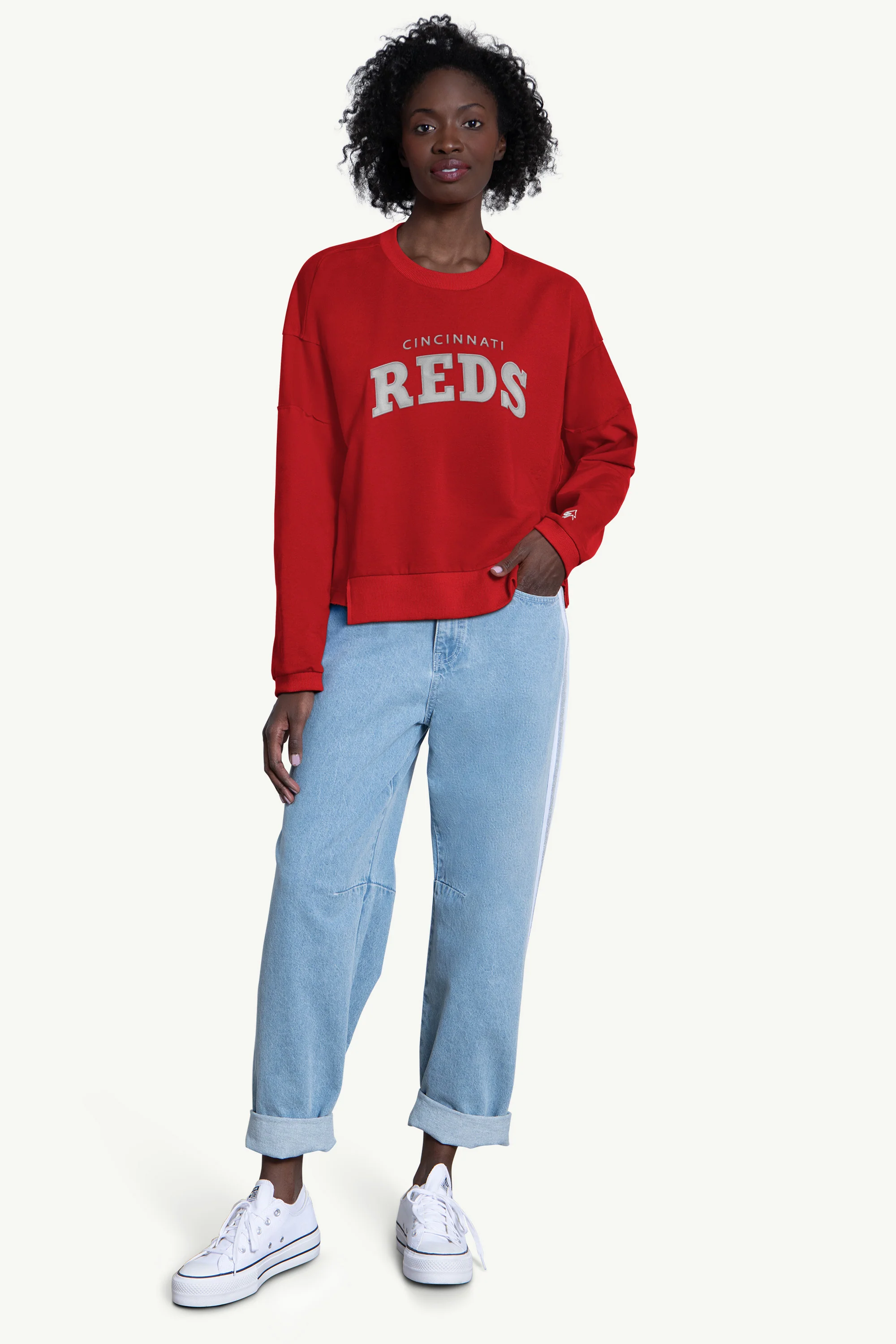 WOMENS CINCINNATI REDS CREW NECK SWEATSHIRT - Image 3