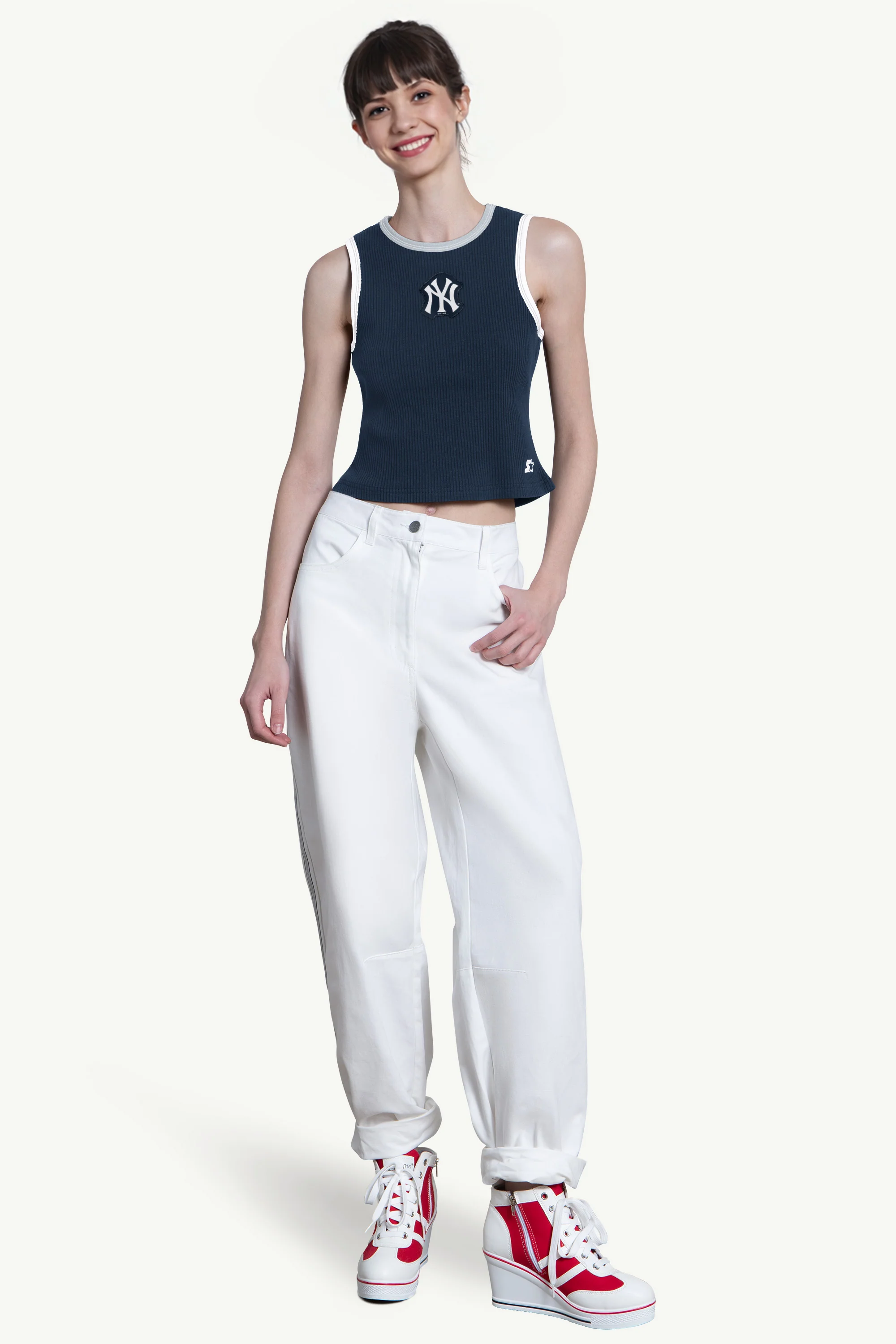 WOMENS NEW YORK YANKEES PLAY THE BALL CROP TANK - Image 3