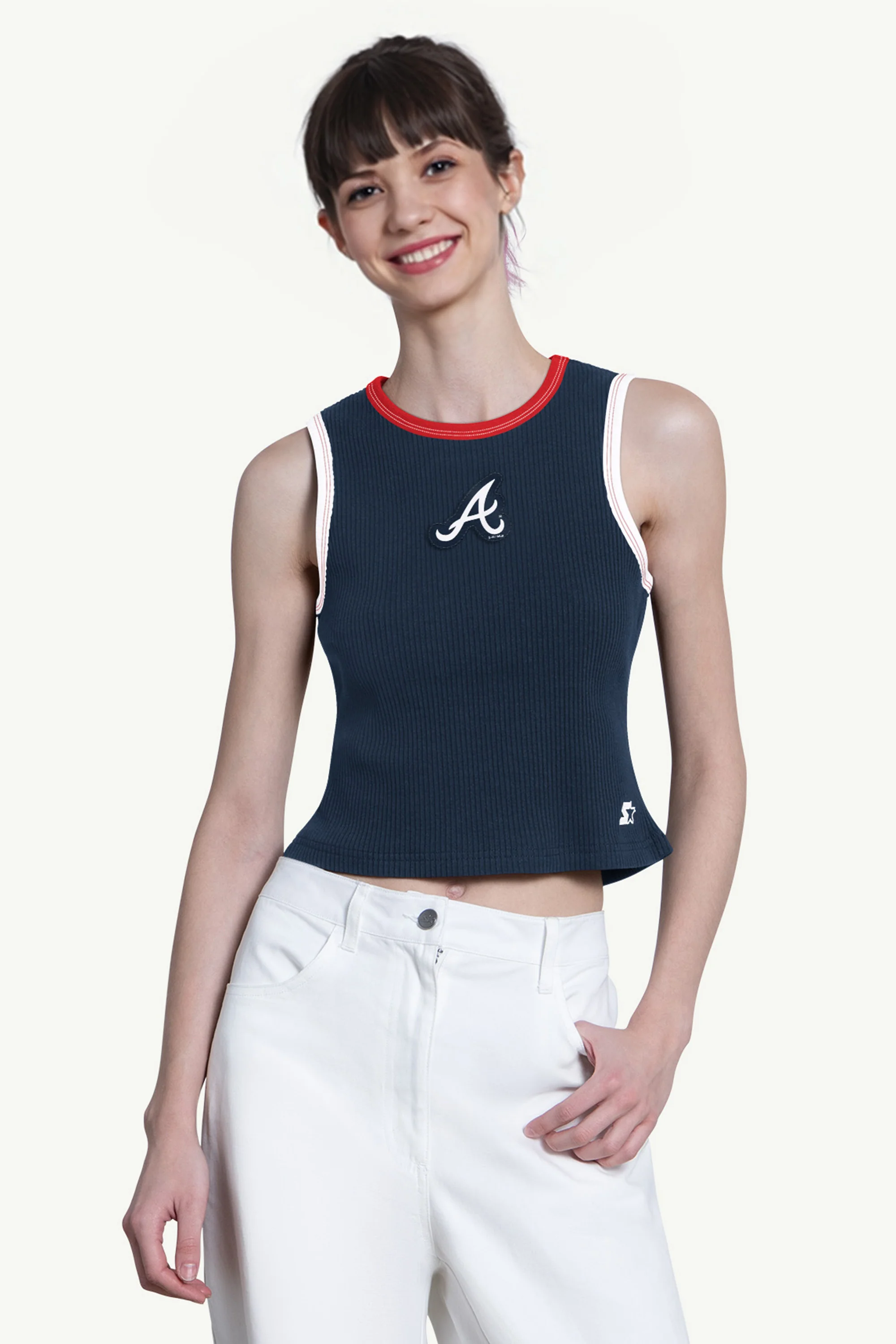 WOMENS ATLANTA BRAVES PLAY THE BALL CROP TANK