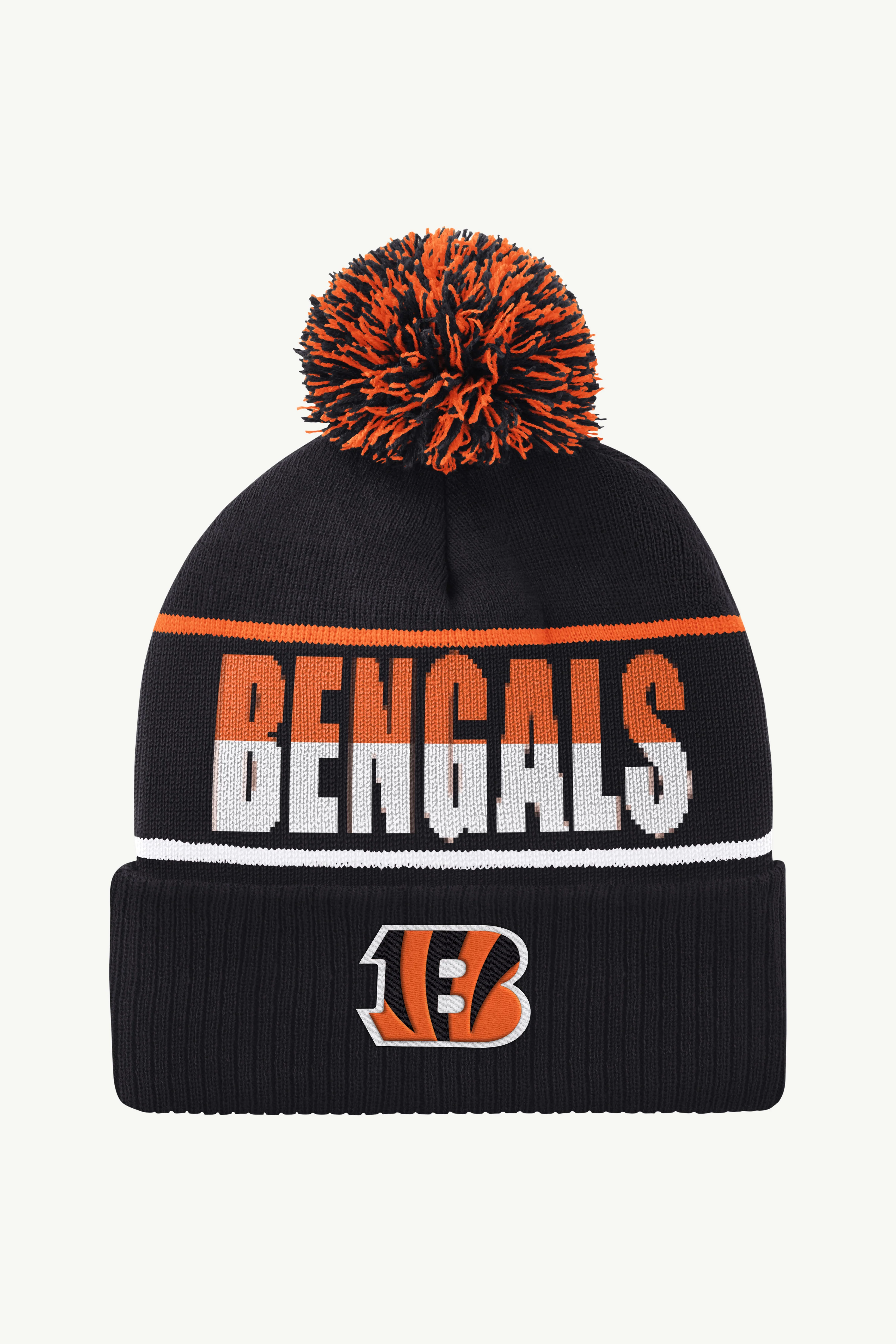 CINCINNATI BENGALS POM CUFFED BEANIE