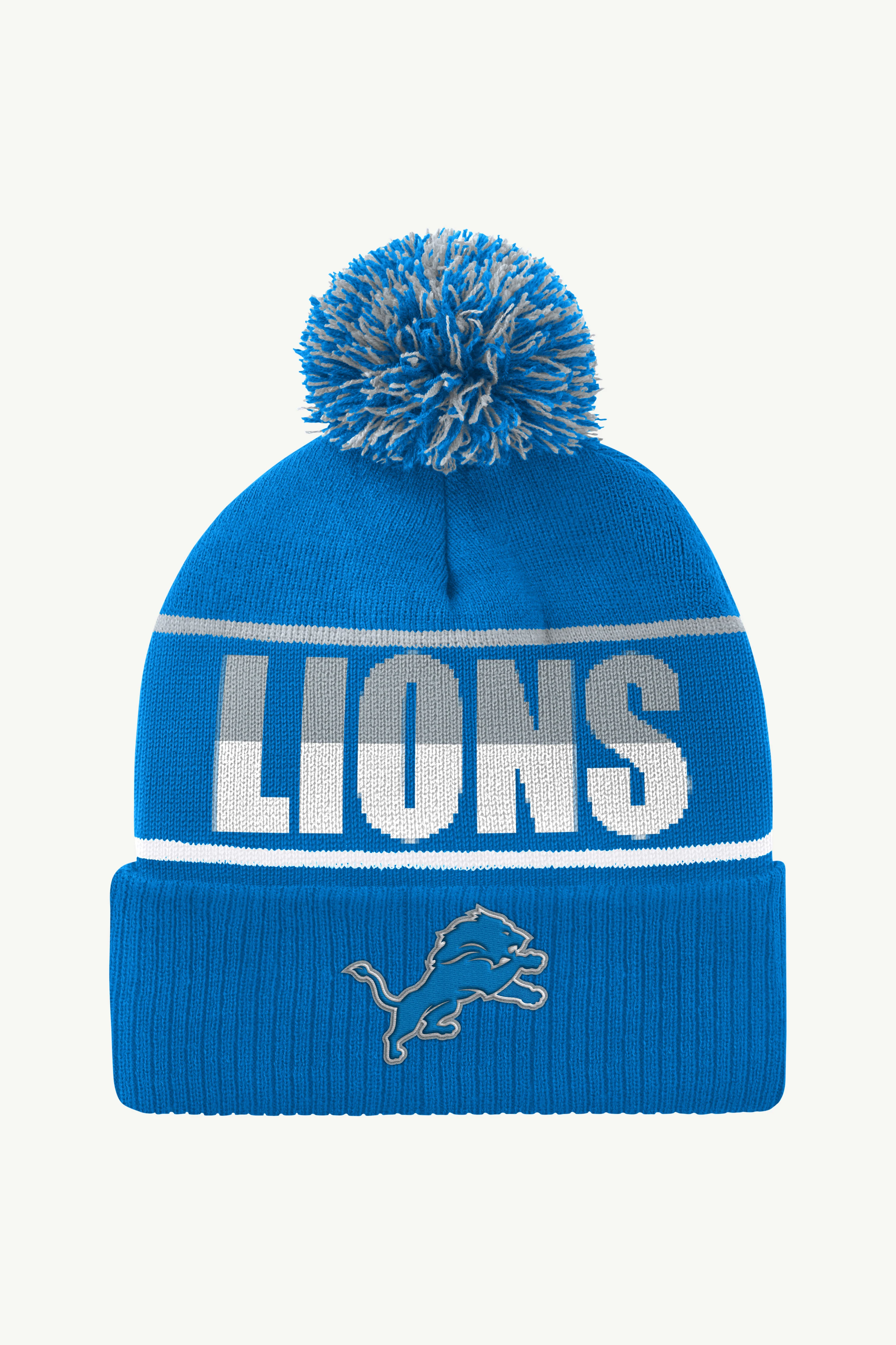 DETROIT LIONS POM CUFFED BEANIE