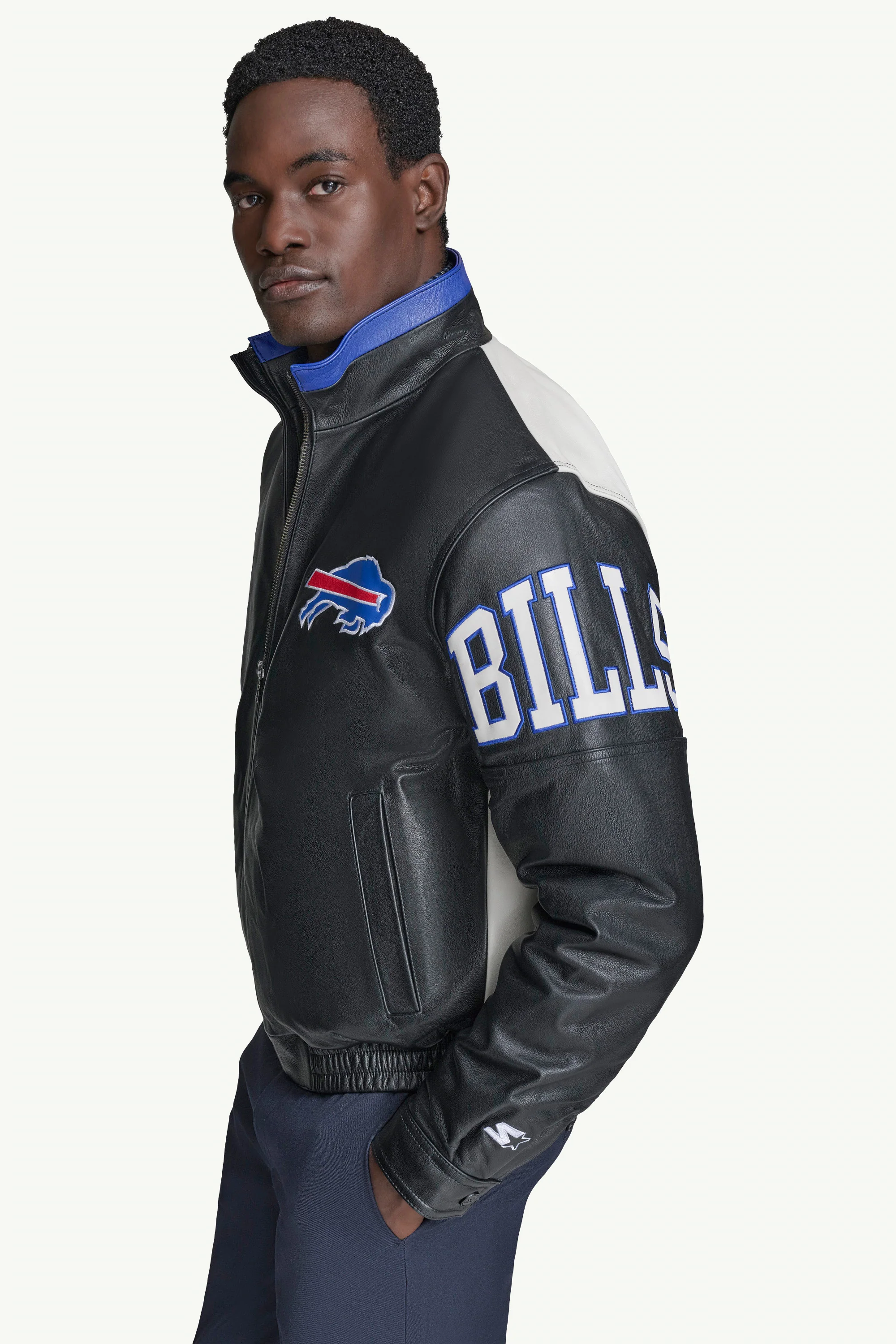 MENS BUFFALO BILLS FULL ZIP LEATHER JACKET - Image 4