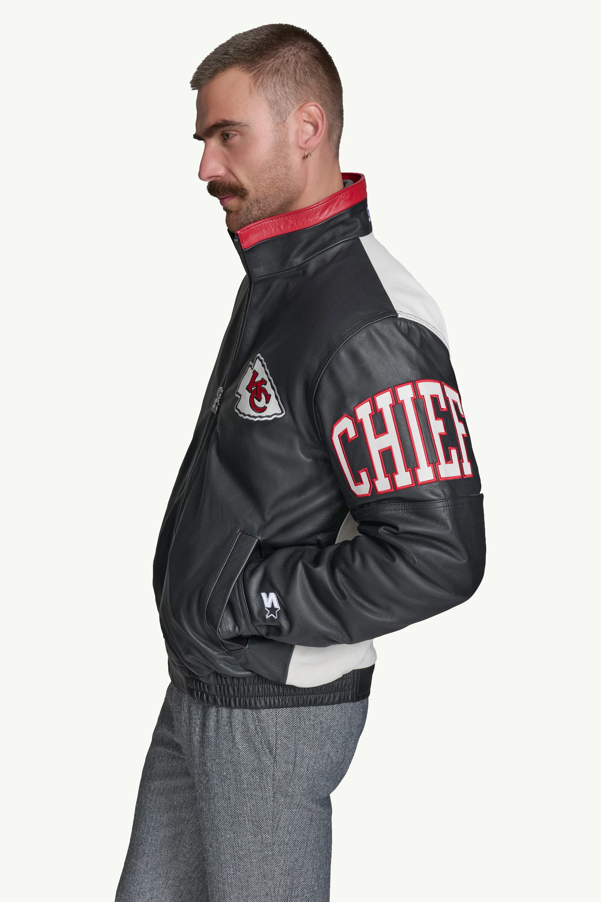 MENS KANSAS CITY CHIEFS FULL ZIP LEATHER JACKET - Image 4