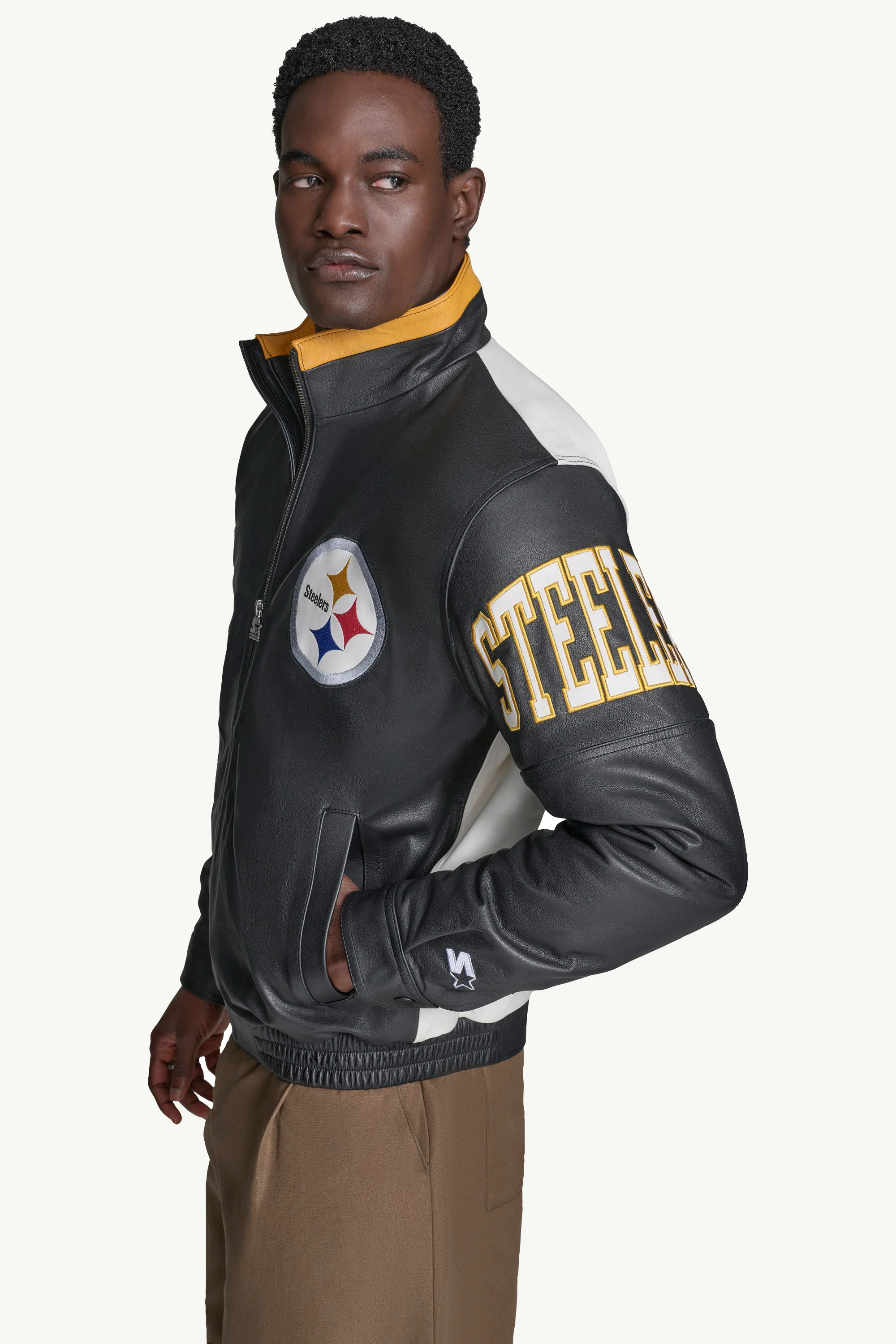 MENS PITTSBURGH STEELERS FULL ZIP LEATHER JACKET - Image 4