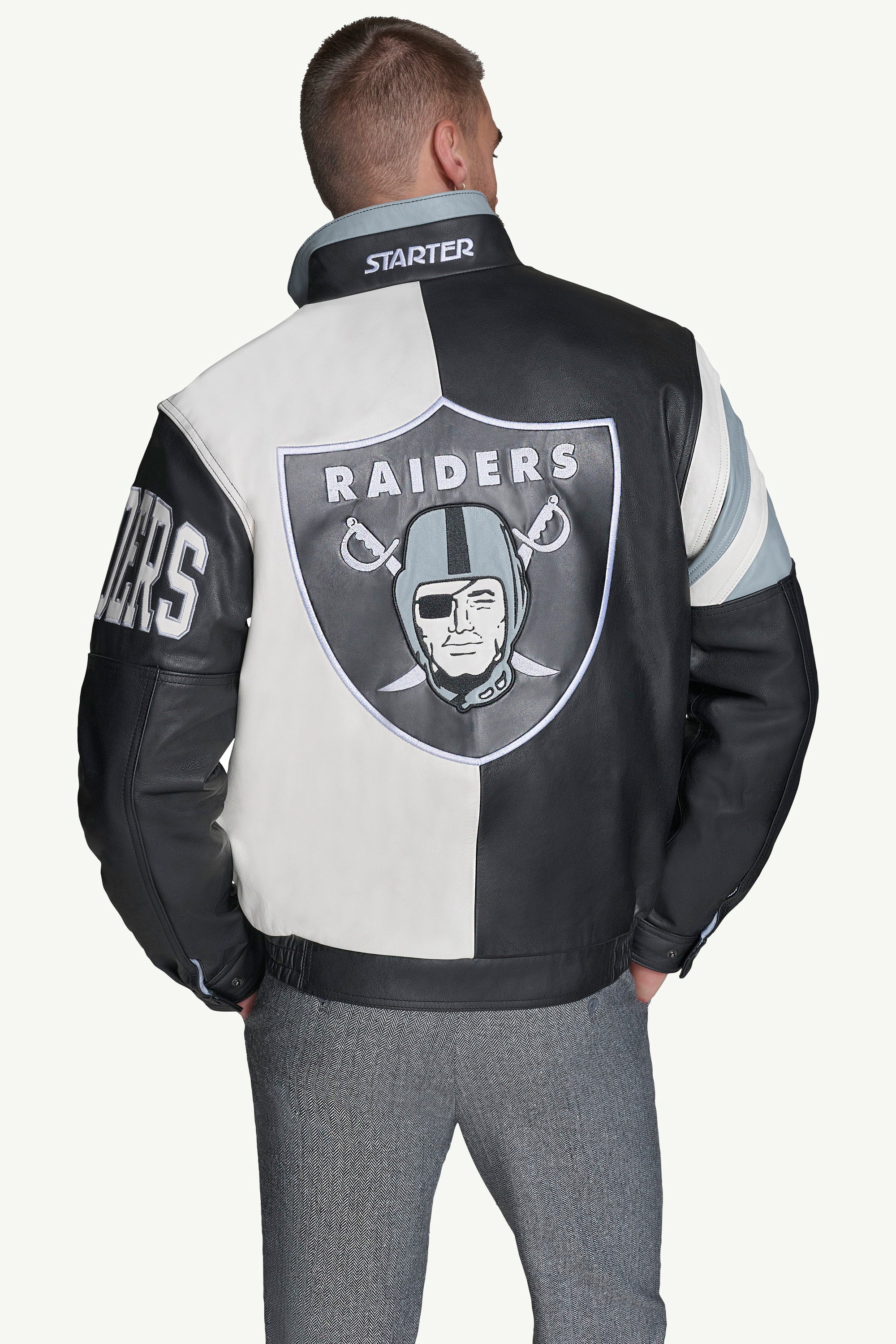 MENS LAS VEGAS RAIDERS FULL ZIP LEATHER JACKET - Image 2