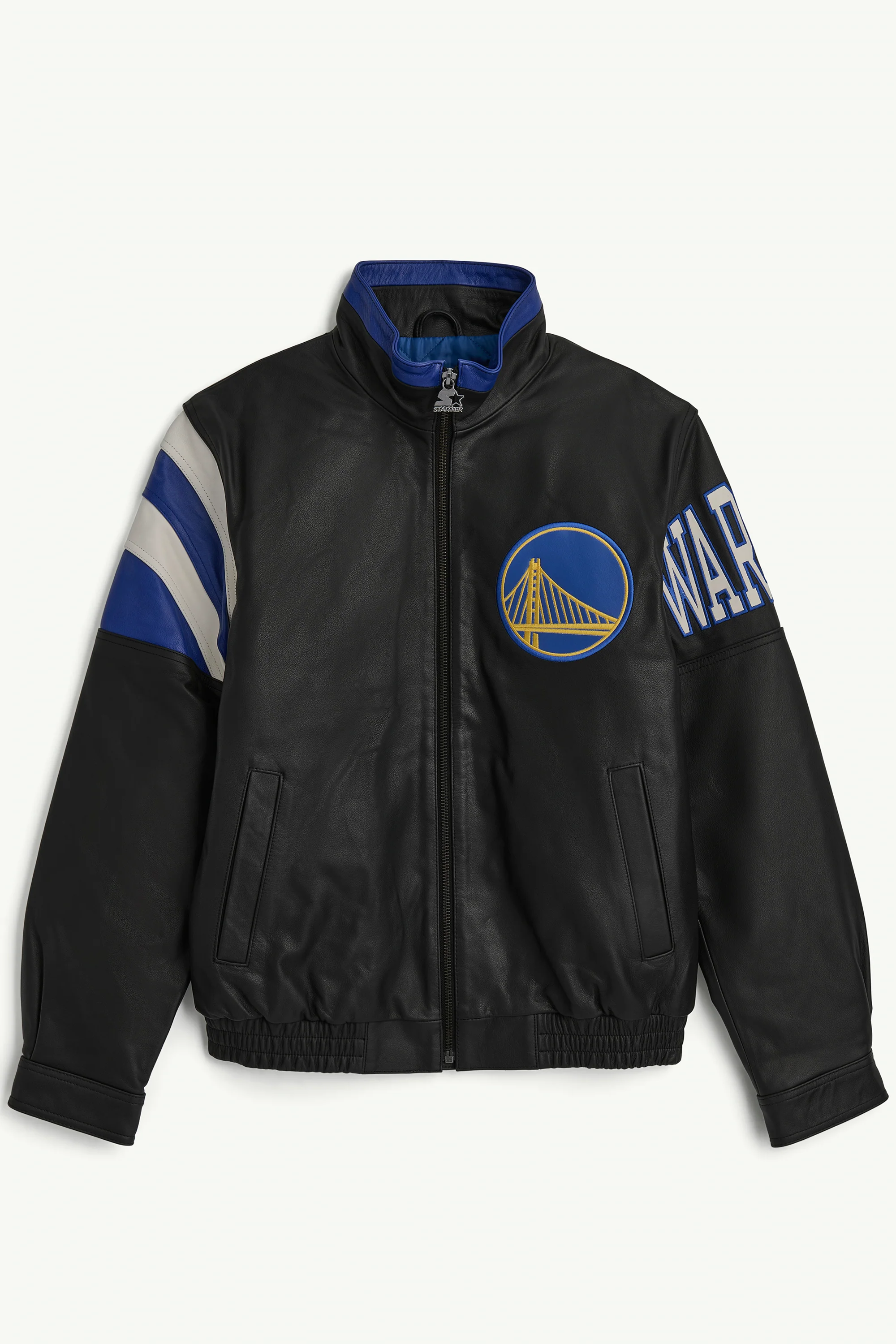 MENS GOLDEN STATE WARRIORS FULL ZIP LEATHER JACKET