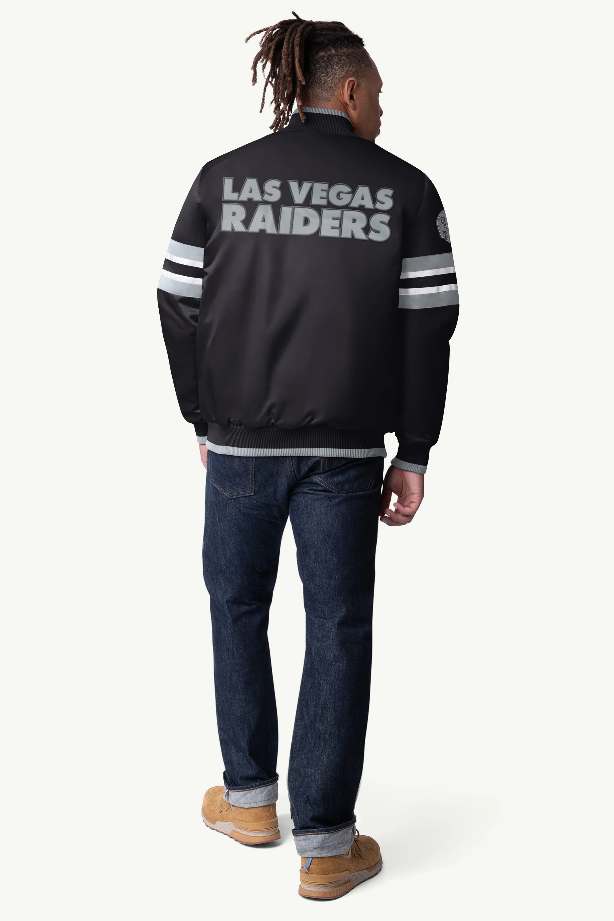MENS LAS VEGAS RAIDERS SATIN VARSITY JACKET - Image 2