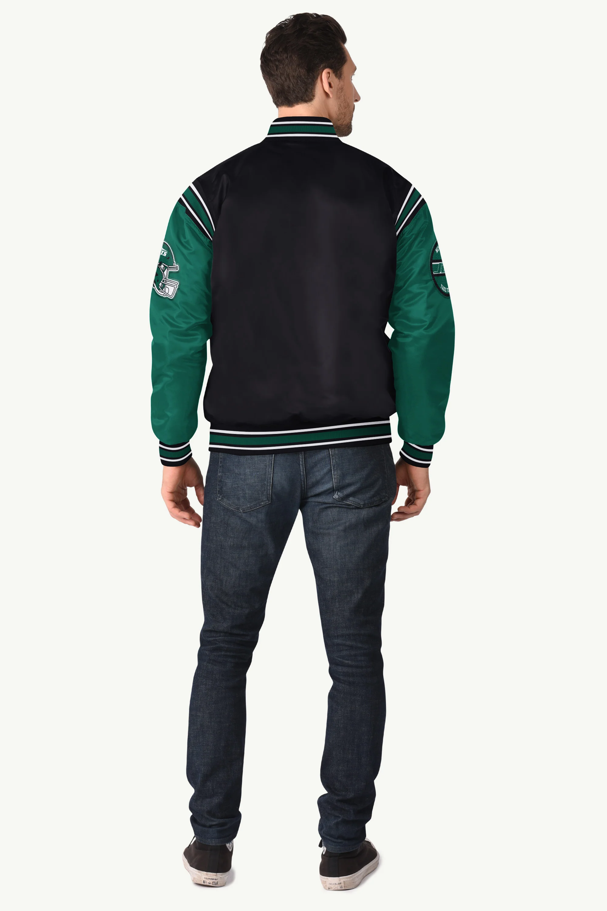 MENS NEW YORK JETS SATIN VARSITY JACKET - Image 2