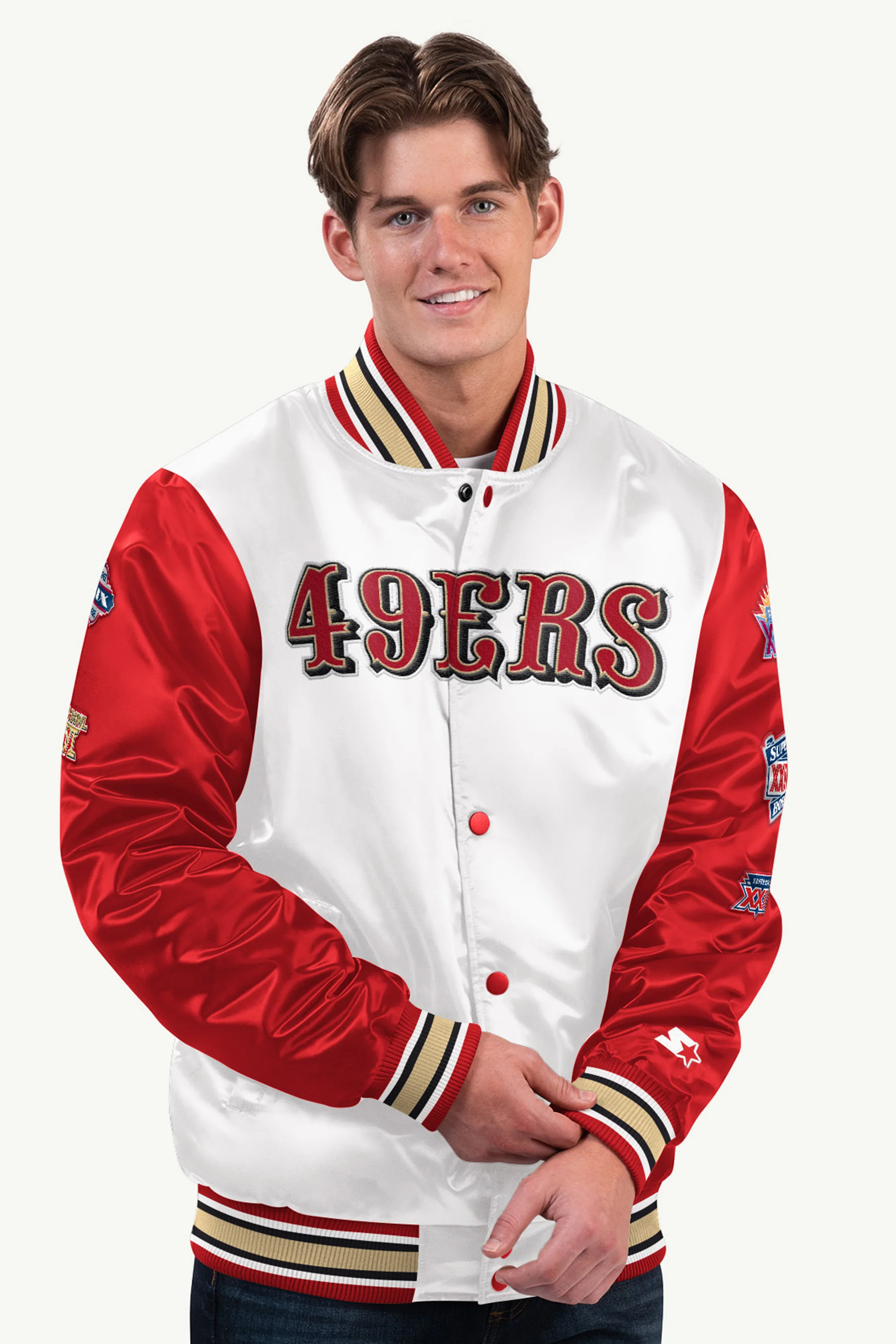 MENS SAN FRANCISCO 49ERS SATIN VARSITY JACKET