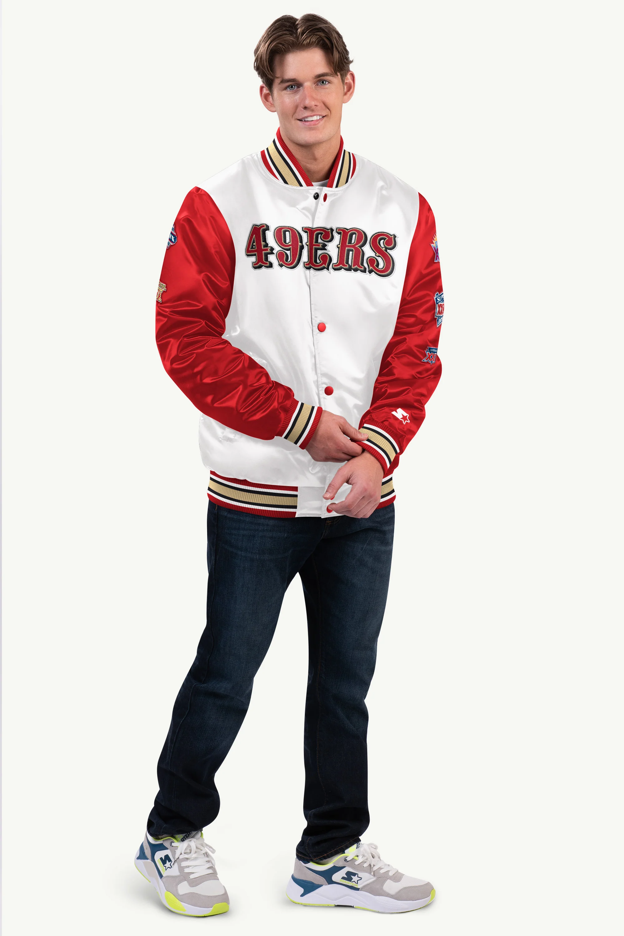 MENS SAN FRANCISCO 49ERS SATIN VARSITY JACKET - Image 3