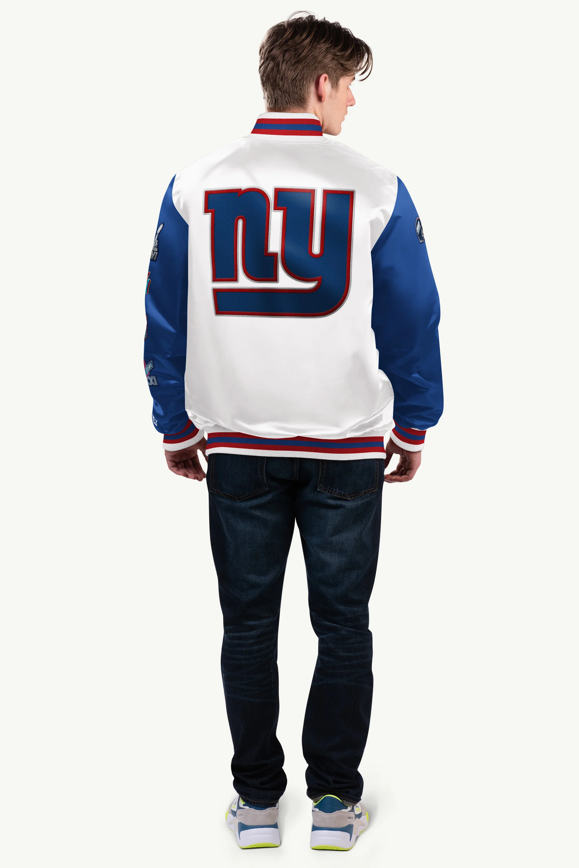 MENS NEW YORK GIANTS SATIN VARSITY JACKET - Image 2