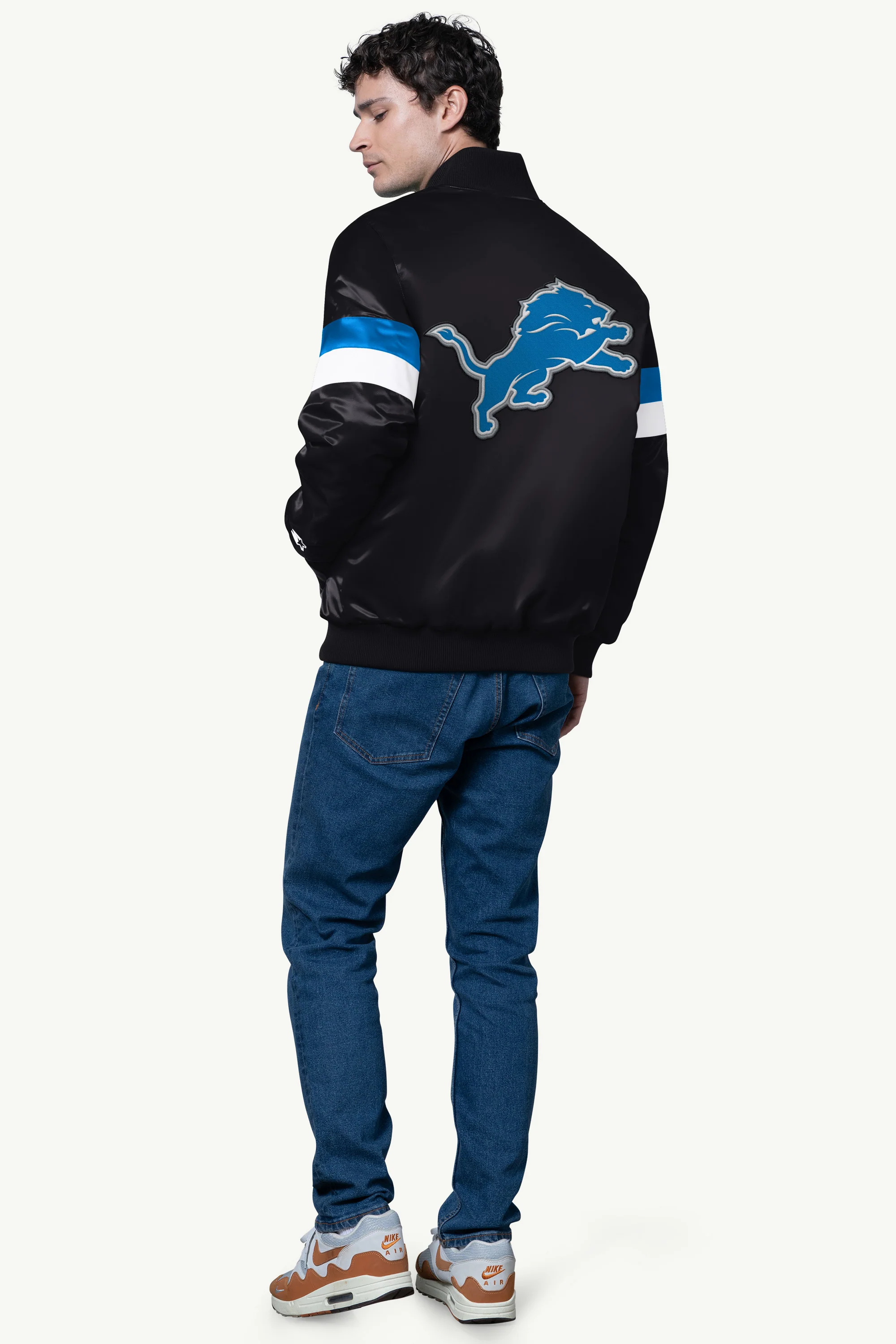 MENS DETROIT LIONS SATIN VARSITY JACKET - Image 2