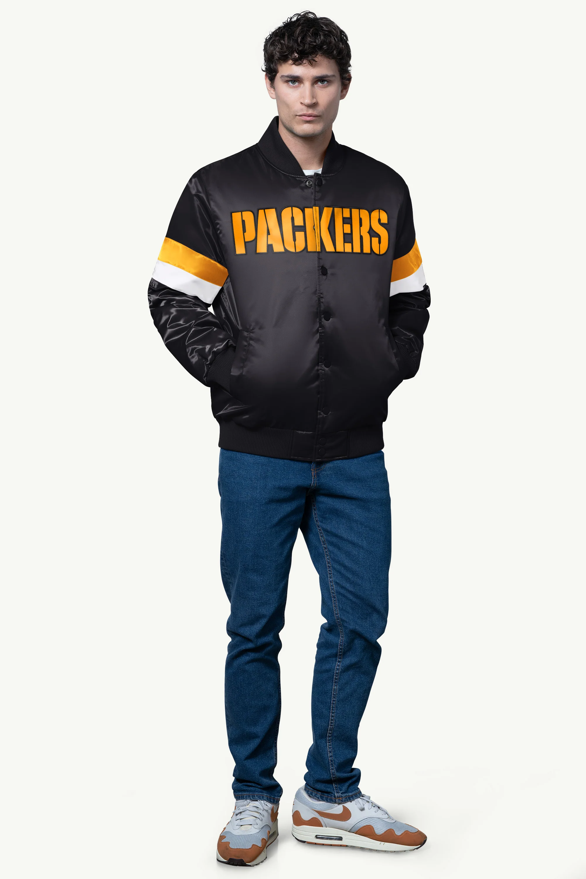 MENS GREEN BAY PACKERS SATIN VARSITY JACKET - Image 3