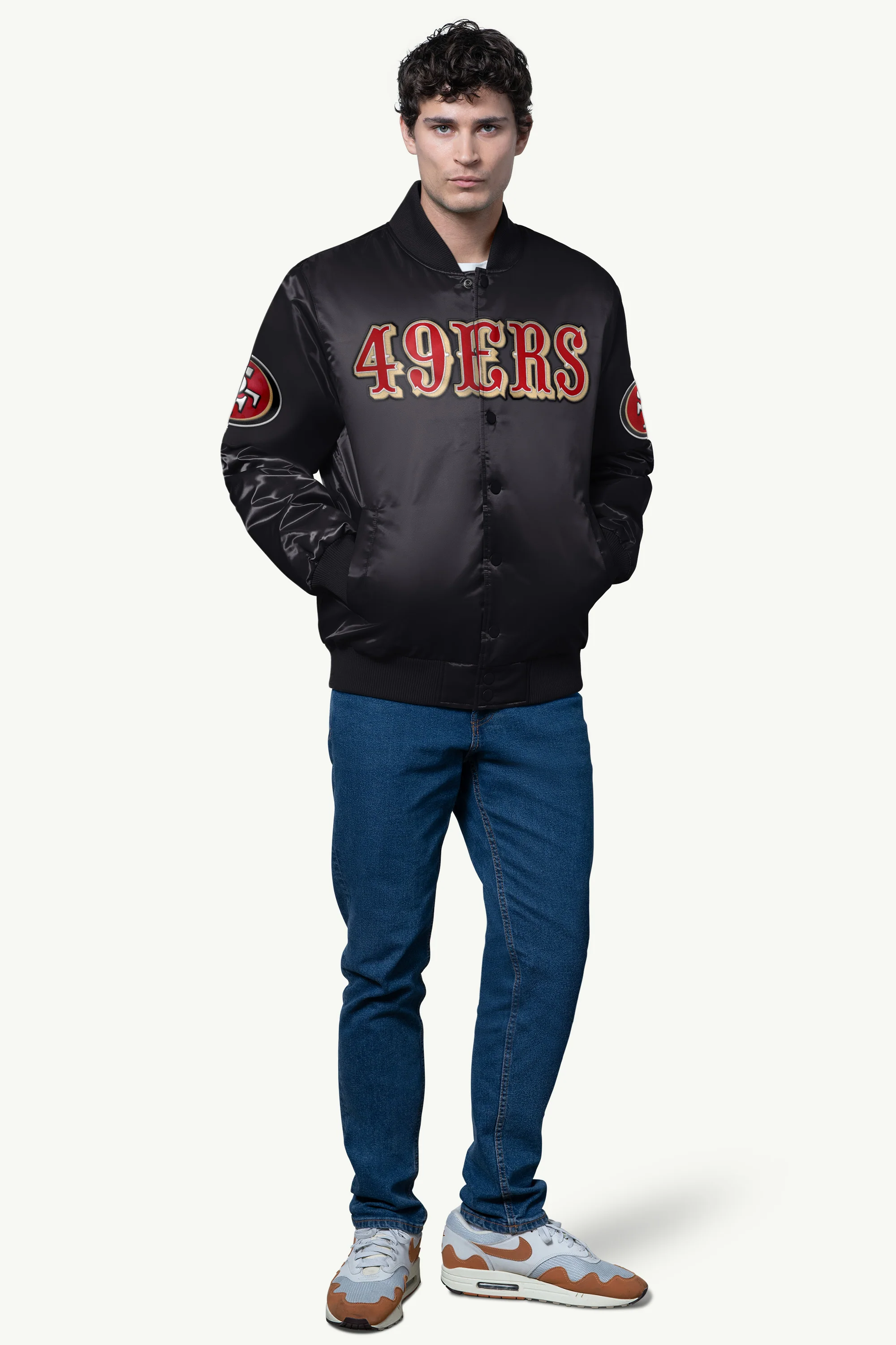 MENS SAN FRANCISCO 49ERS SATIN VARSITY JACKET - Image 3