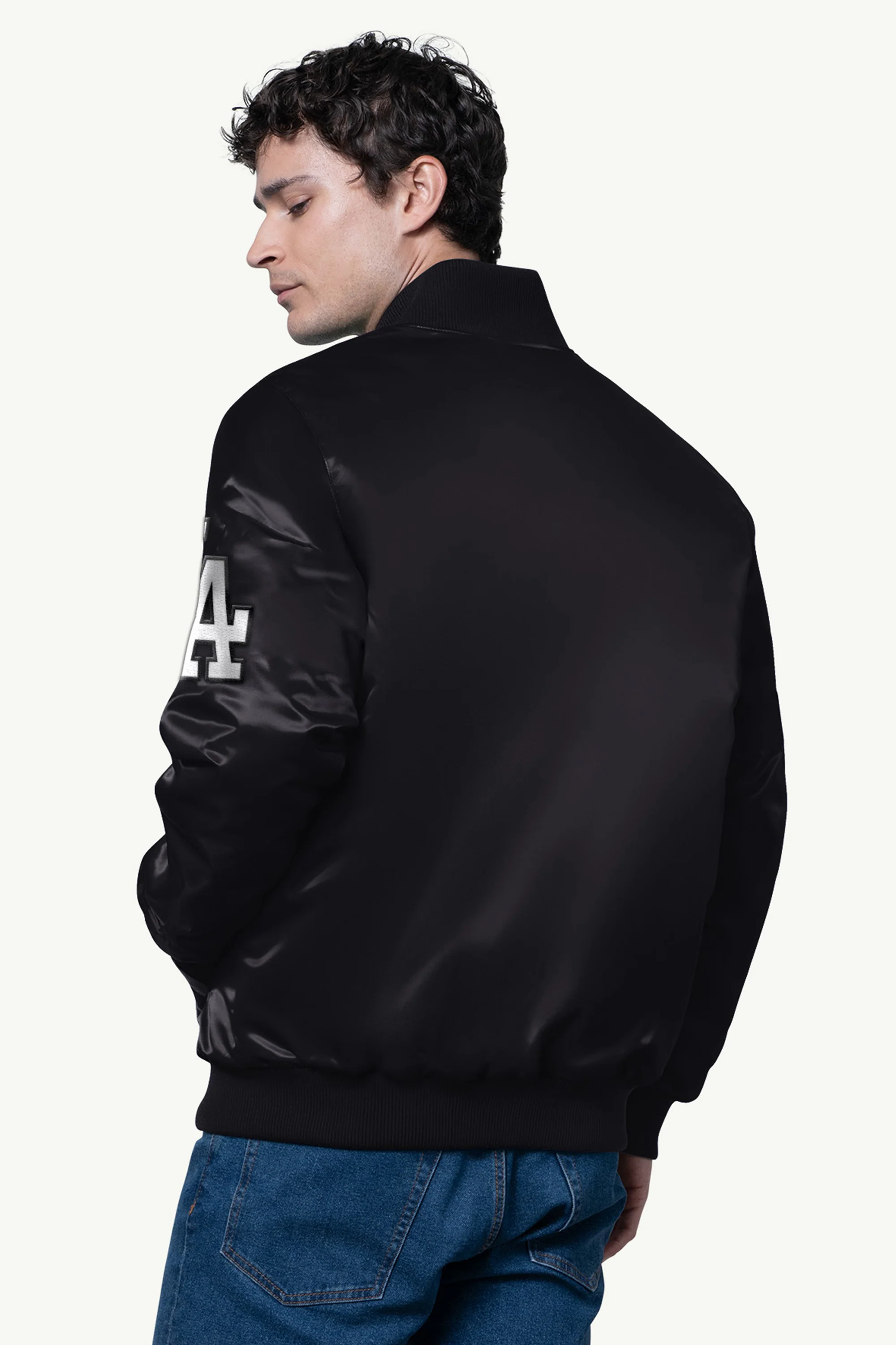 MENS LOS ANGELES DODGERS SATIN VARSITY JACKET - Image 2