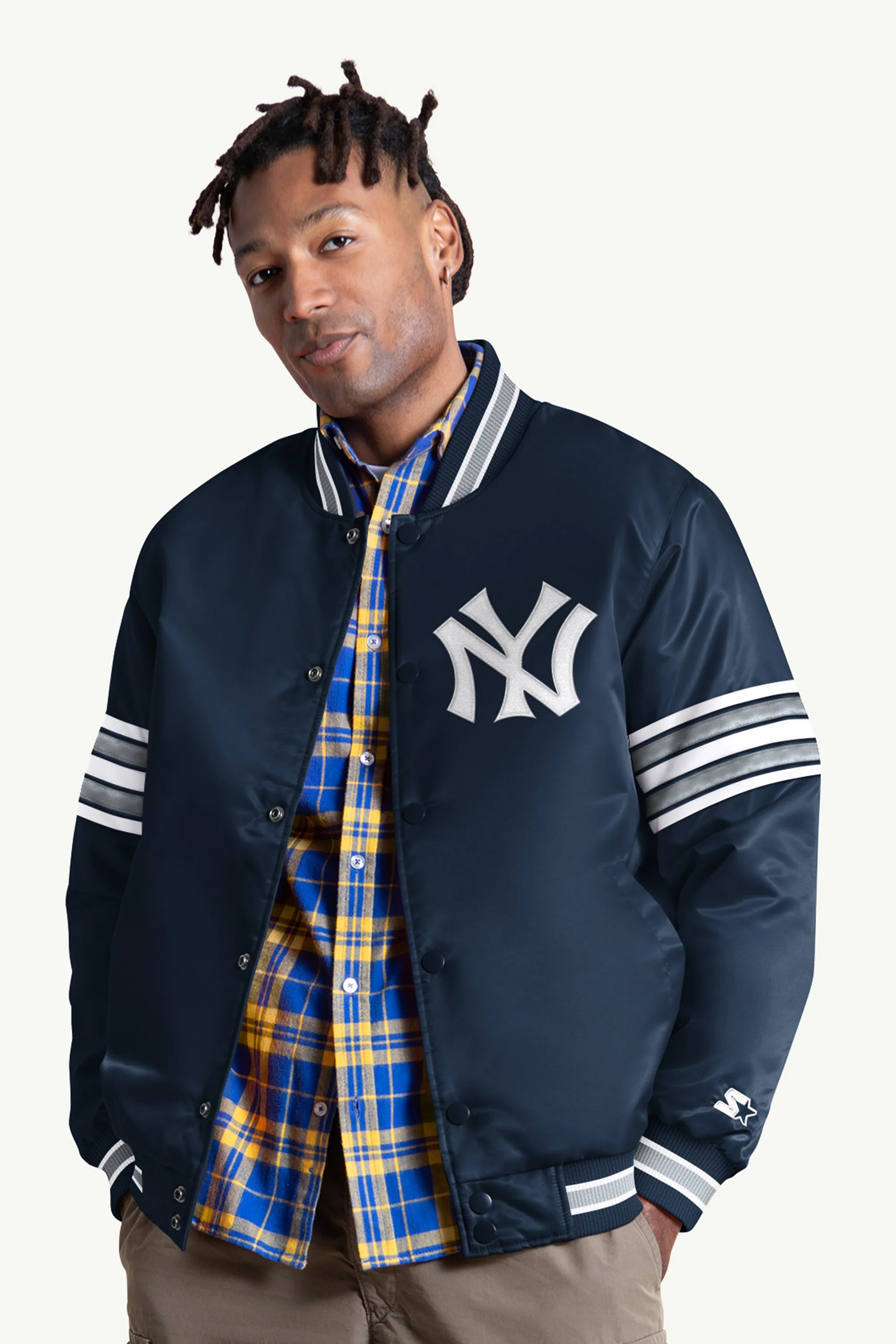 MENS NEW YORK YANKEES SATIN VARSITY JACKET