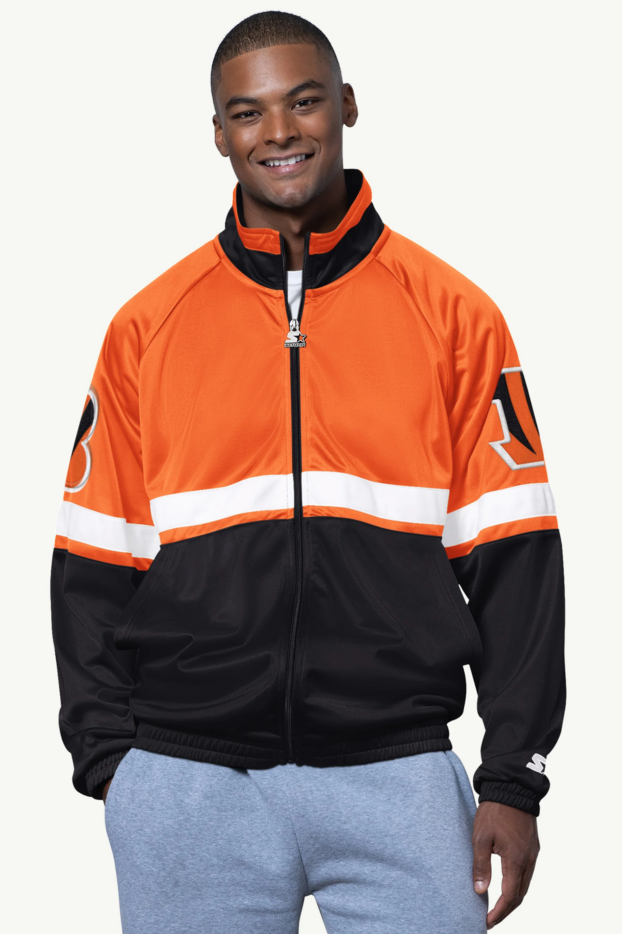 MENS CINCINNATI BENGALS VETERAN TRACK JACKET