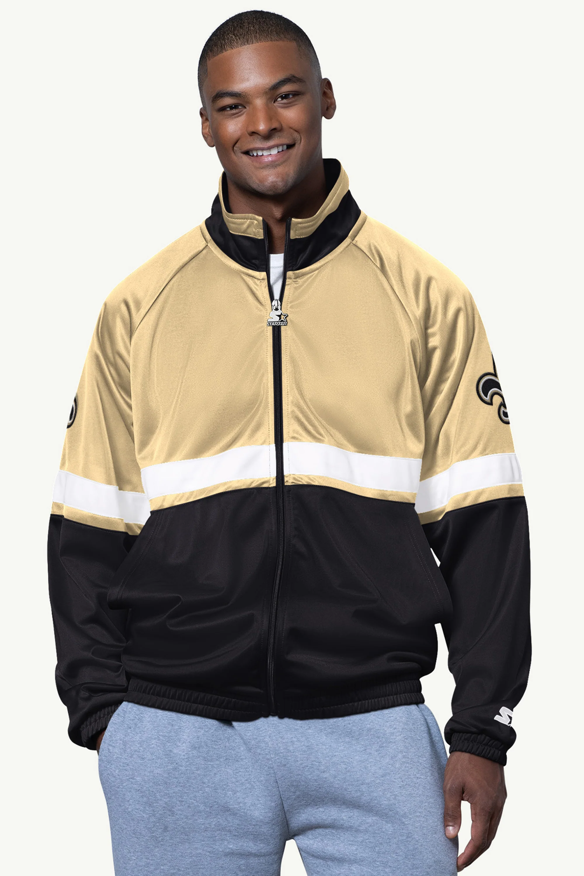 MENS NEW ORLEANS SAINTS VETERAN TRACK JACKET