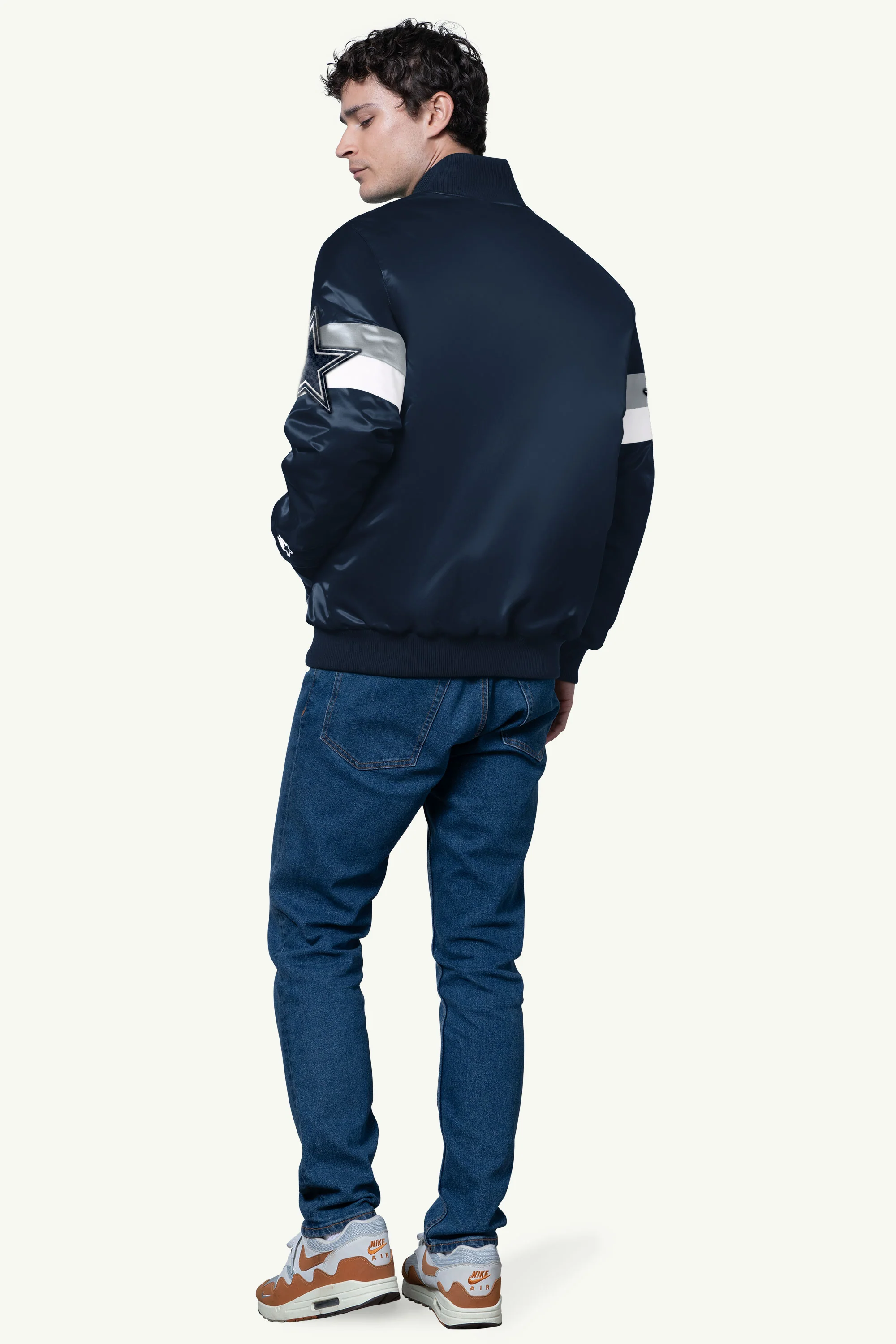 MENS DALLAS COWBOYS TRIPLE OPTION SATIN VARSITY JACKET - Image 2