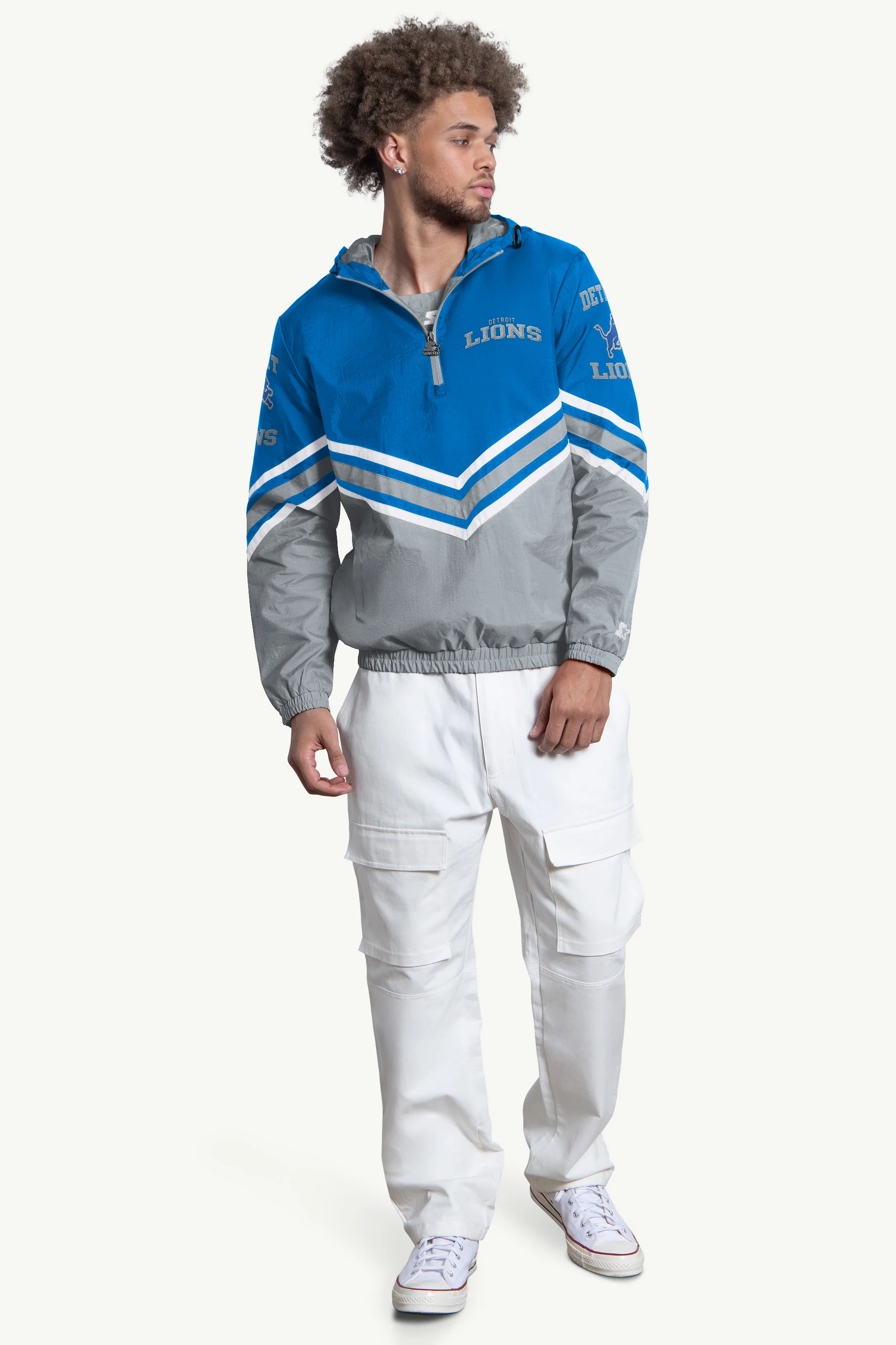 MENS DETROIT LIONS FAIR PLAY HALF ZIP HOODED PULLOVER - Image 3