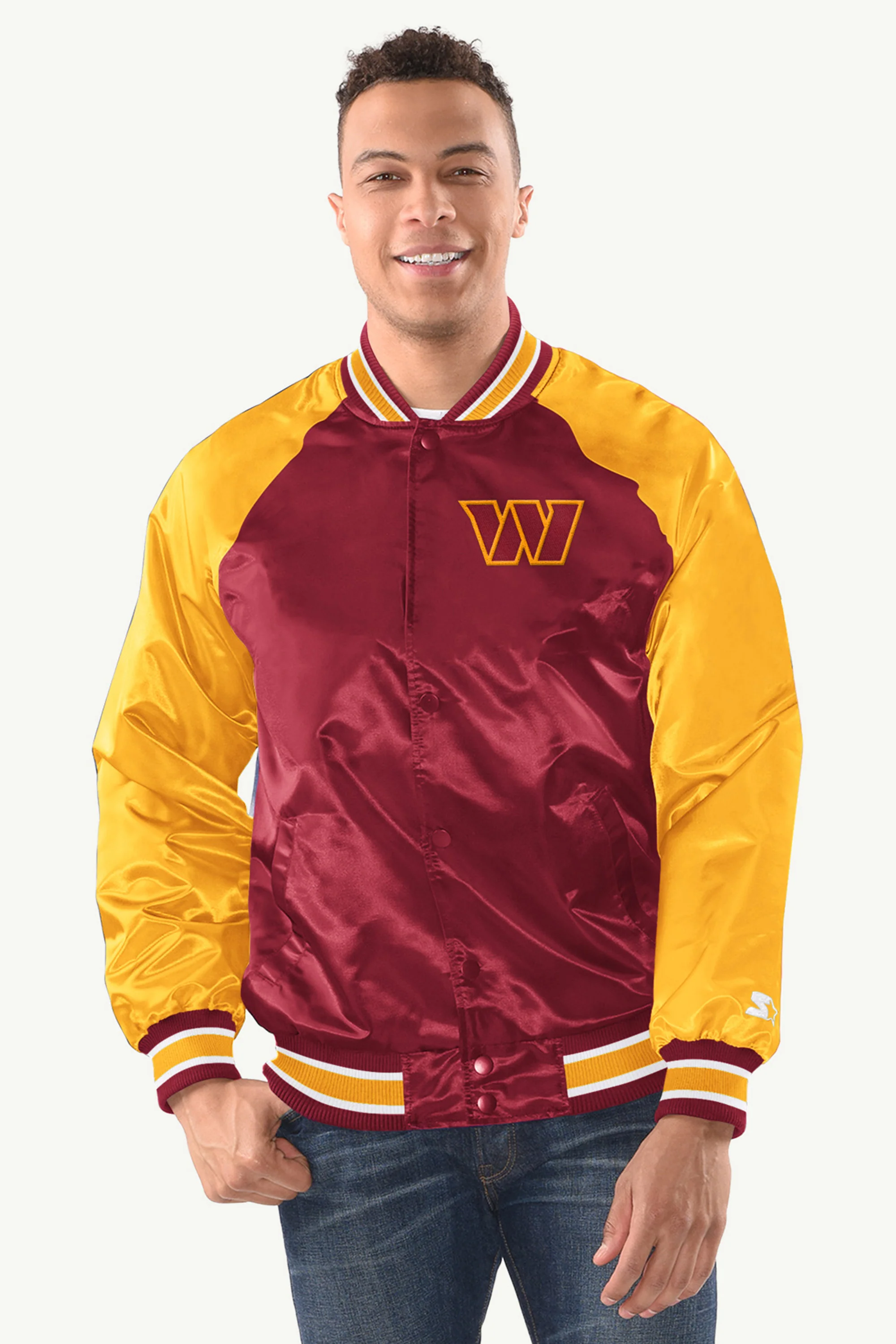 MENS WASHINGTON COMMANDERS INDUCTEE SATIN VARSITY JACKET