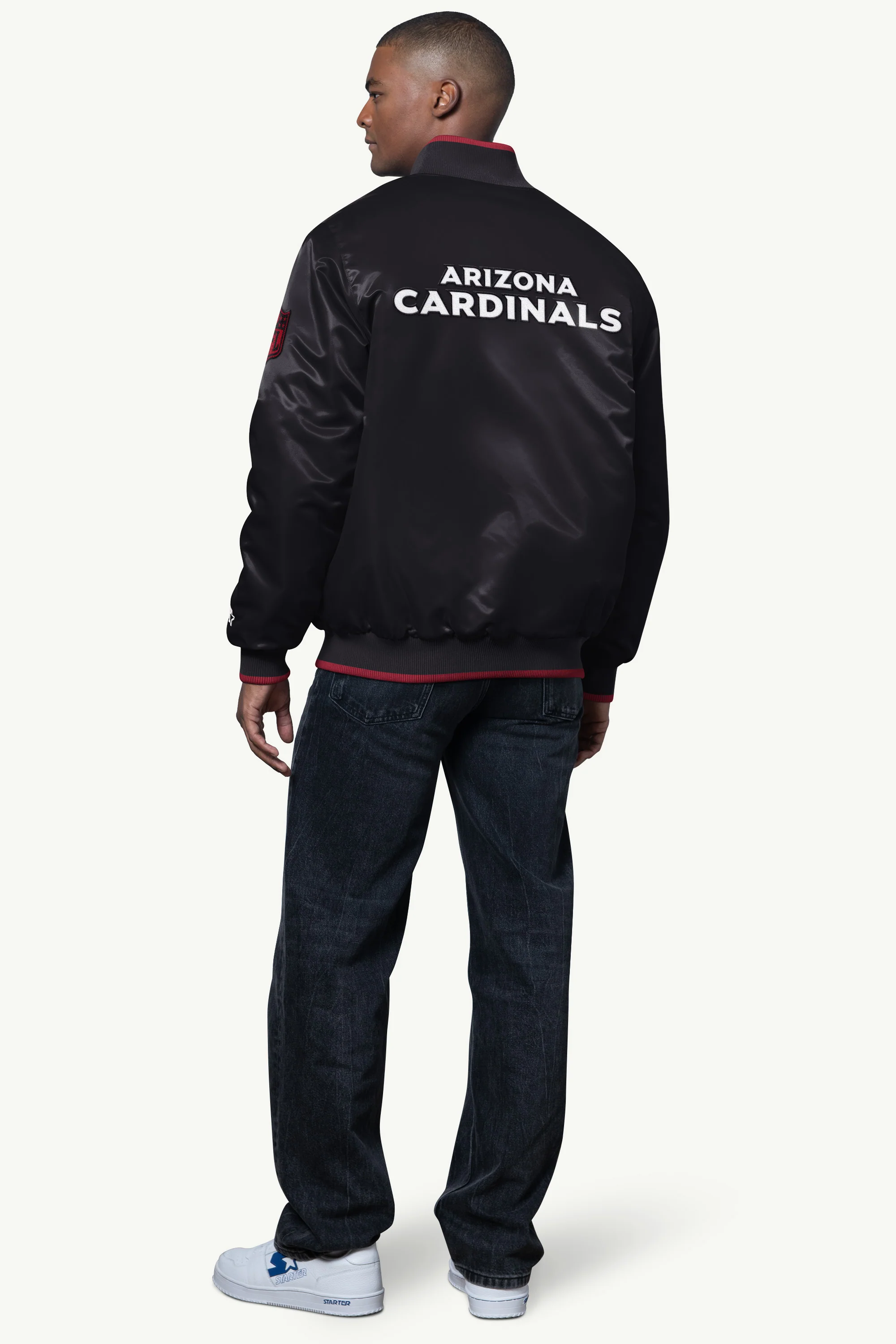 MENS ARIZONA CARDINALS AMBASSADOR SATIN VARSITY JACKET - Image 2