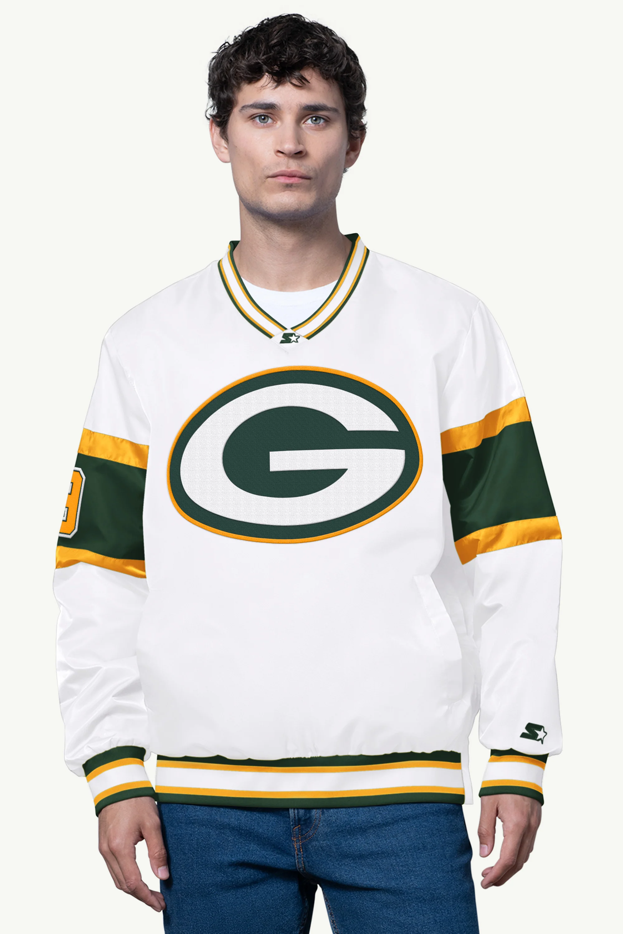 MENS GREEN BAY PACKERS SIGNAL COLLAR PULLOVER