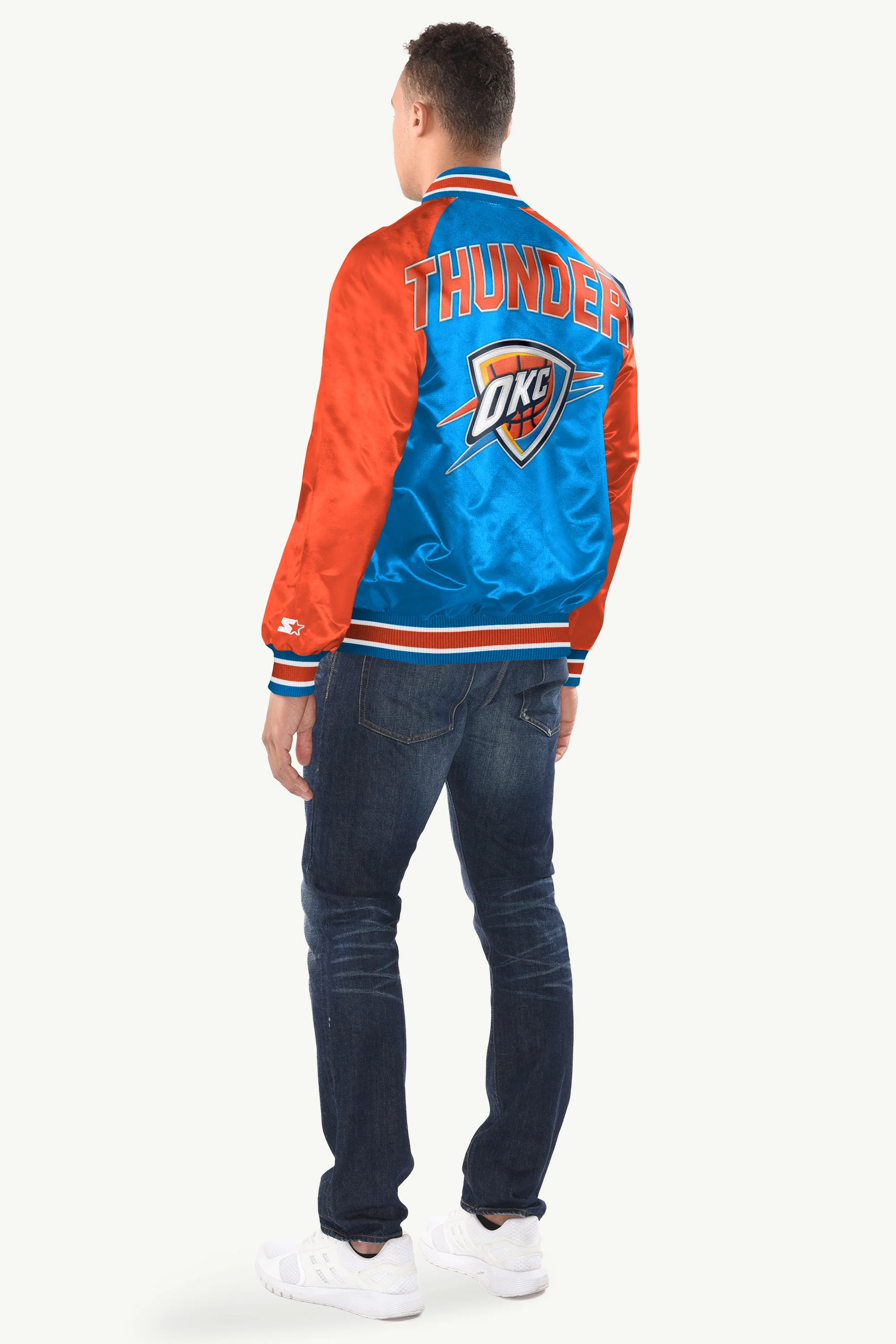 MENS OKLAHOMA CITY THUNDER INDUCTEE SATIN VARSITY JACKET - Image 2