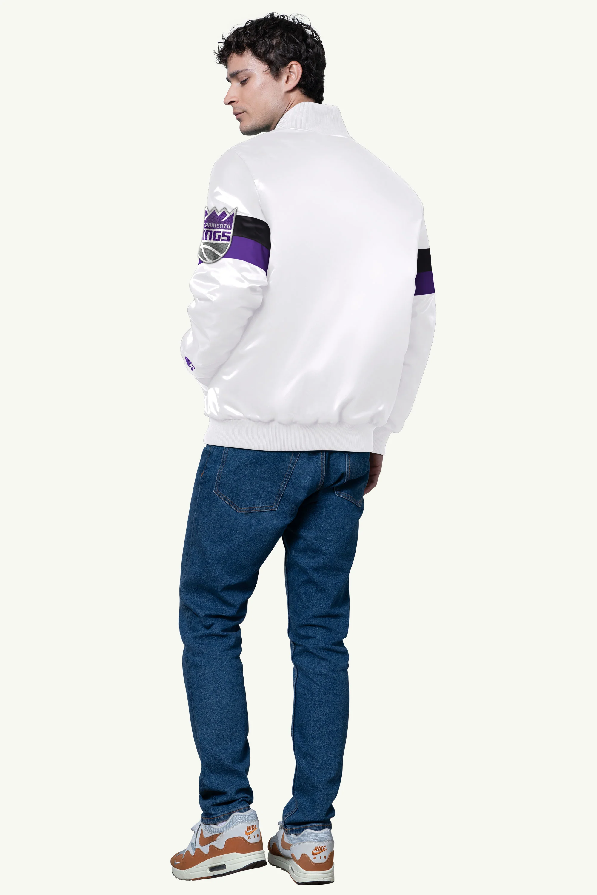 MENS SACRAMENTO KINGS TRIPLE OPTION SATIN VARSITY JACKET - Image 2