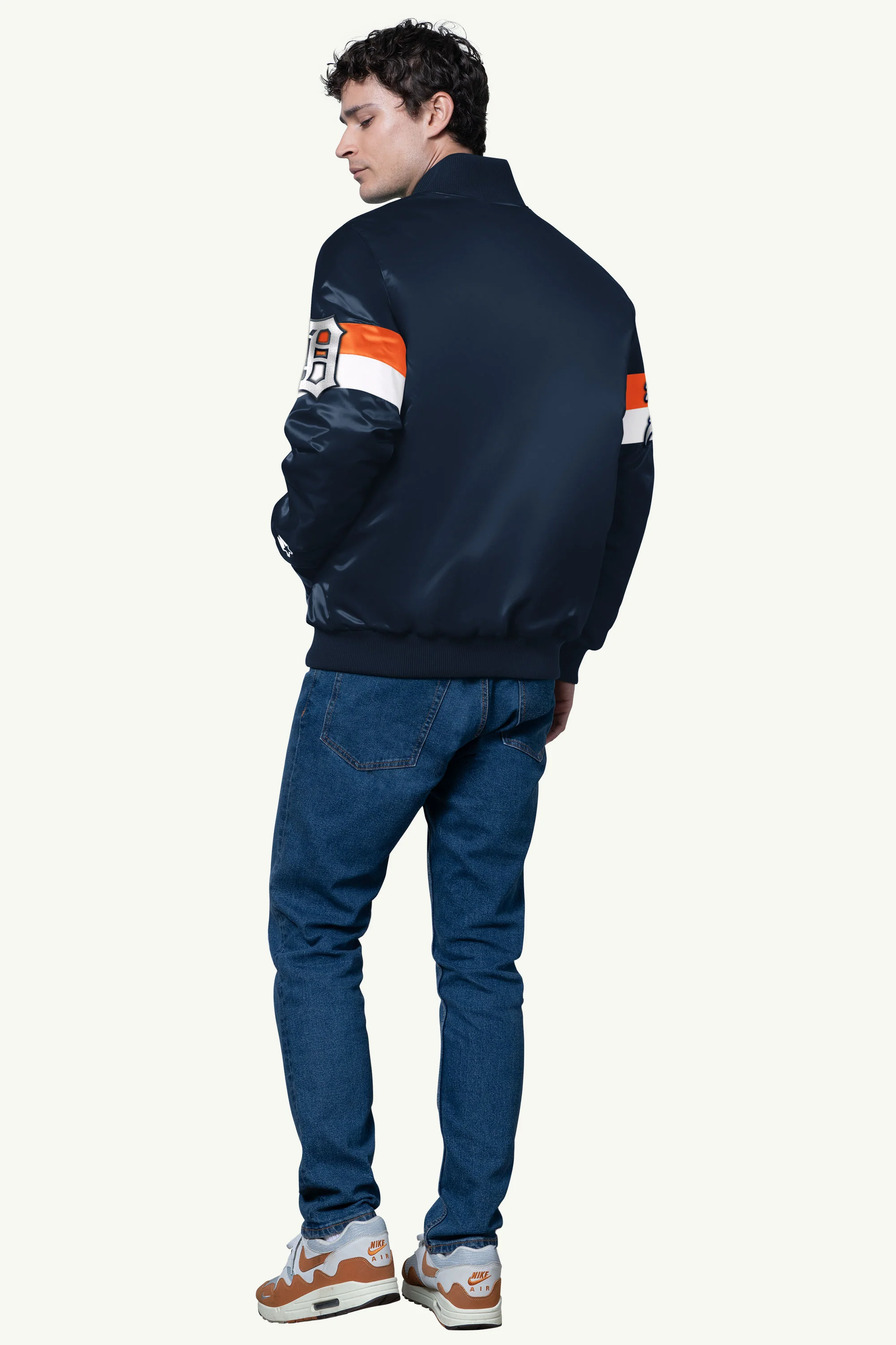 MENS DETROIT TIGERS TRIPLE OPTION SATIN VARSITY JACKET - Image 2