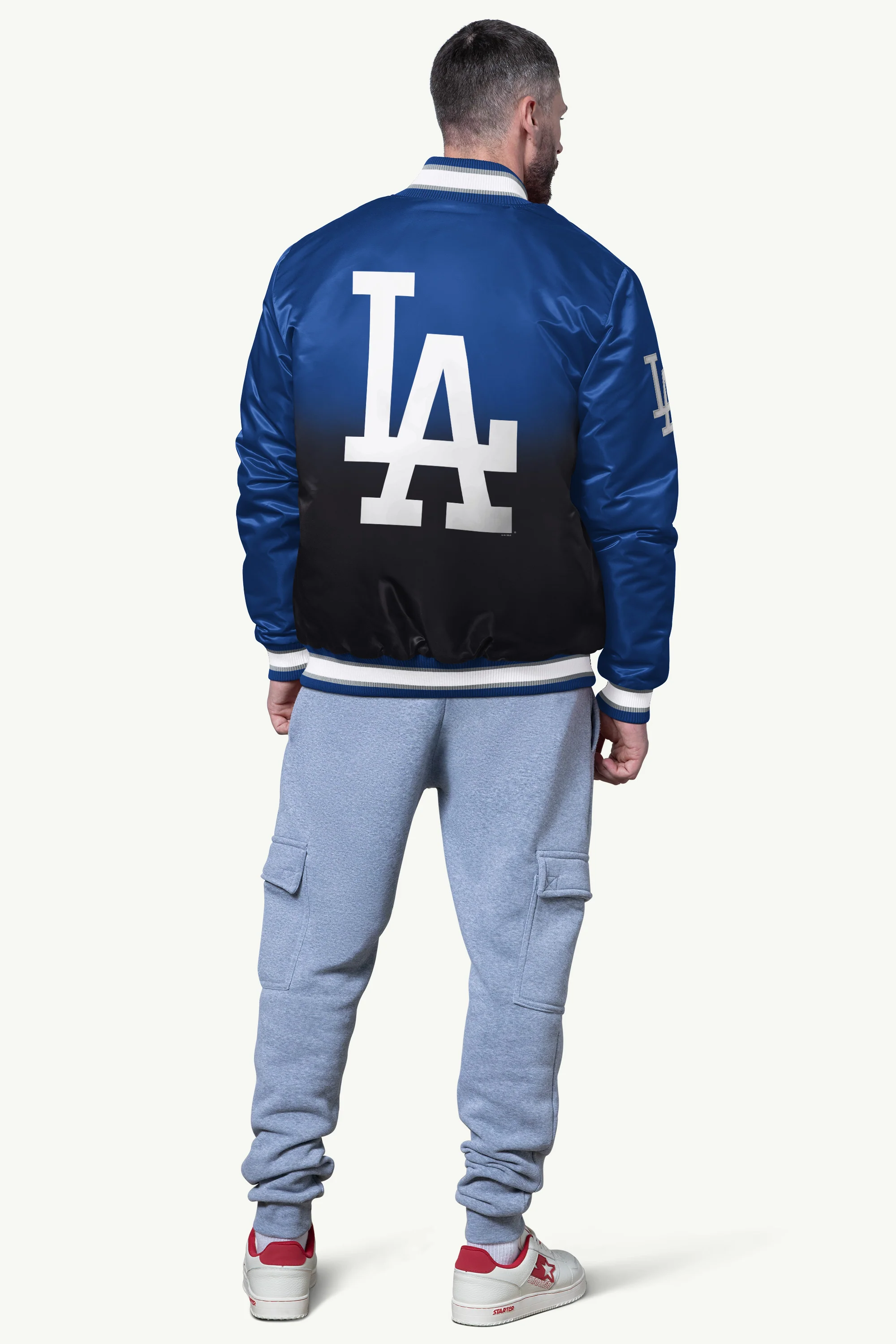 MENS LOS ANGELES DODGERS PASS RUSH SATIN VARSITY JACKET - Image 2