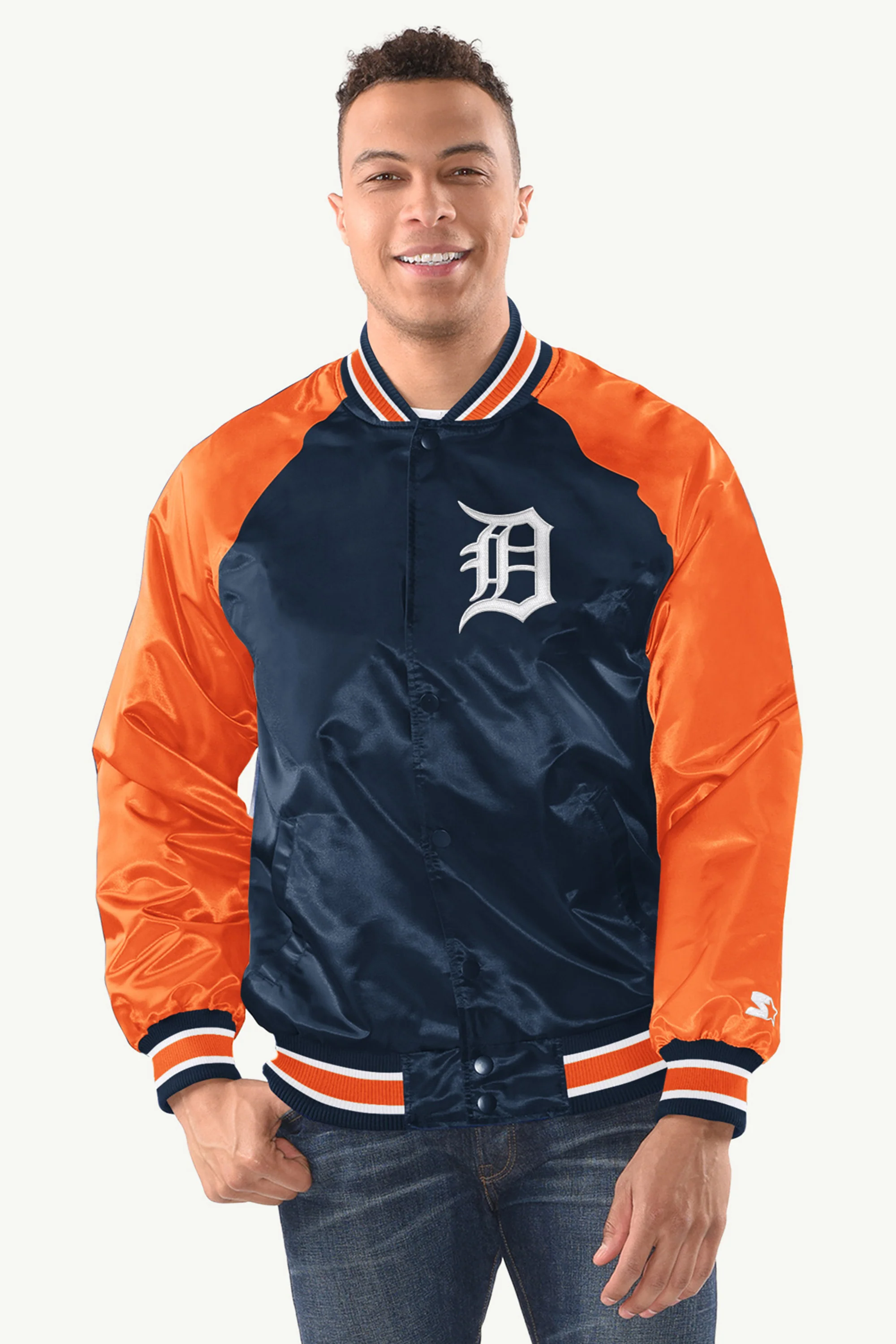 MENS DETROIT TIGERS INDUCTEE SATIN VARSITY JACKET