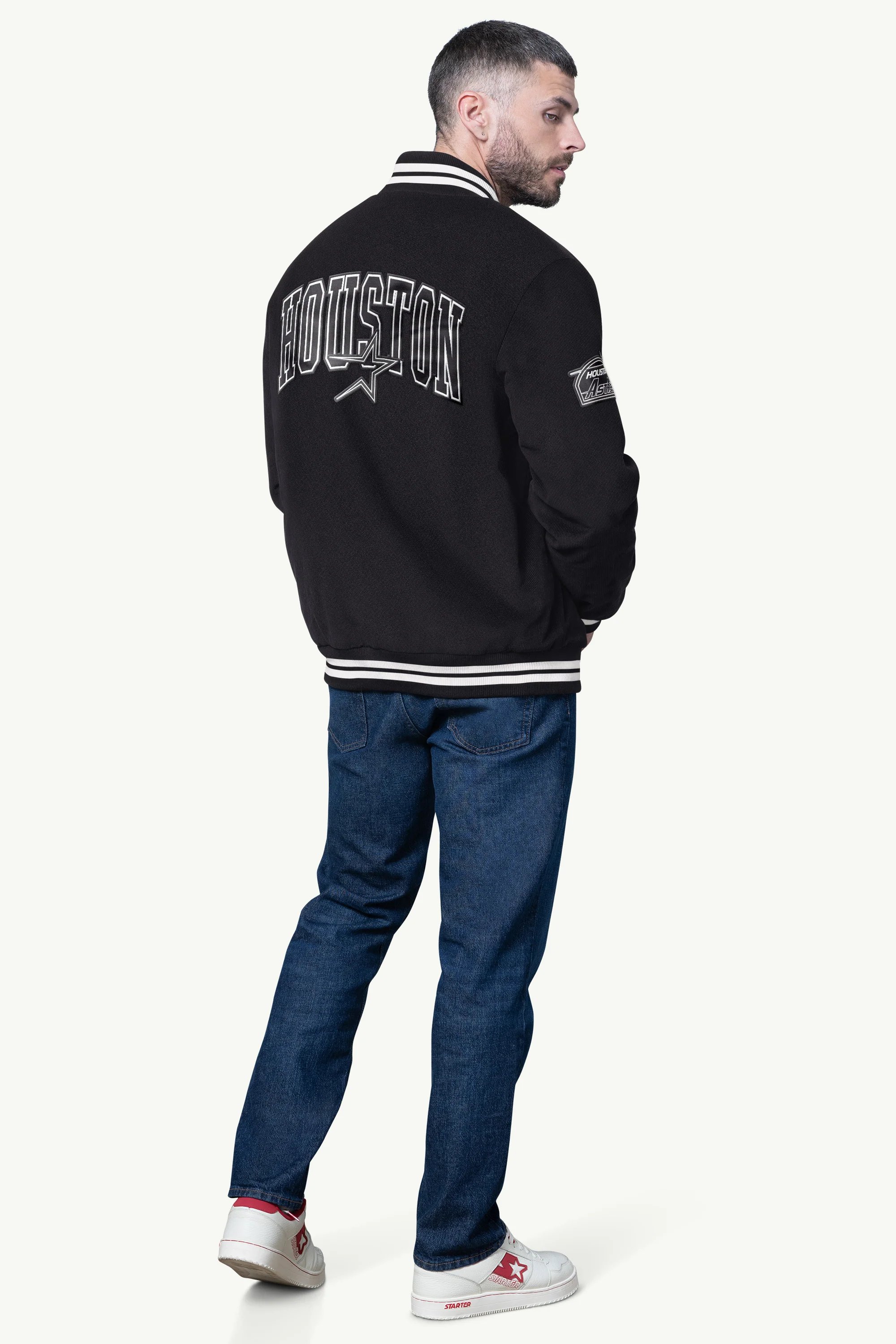 MENS HOUSTON ASTROS BLACKOUT CORDUROY VARSITY JACKET - Image 2