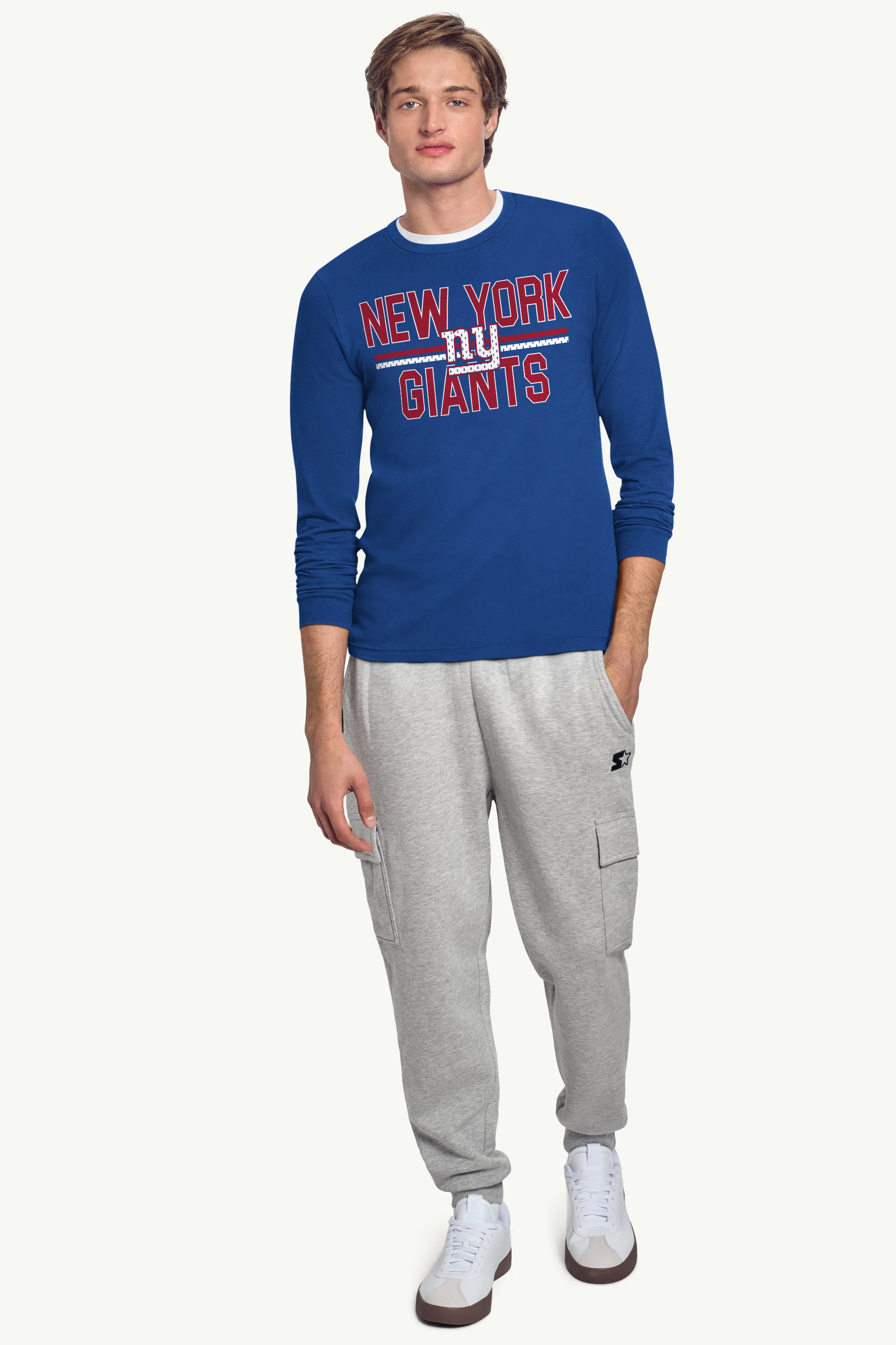 MENS NEW YORK GIANTS MESH LOOK LONG SLEEVE T SHIRT - Image 3