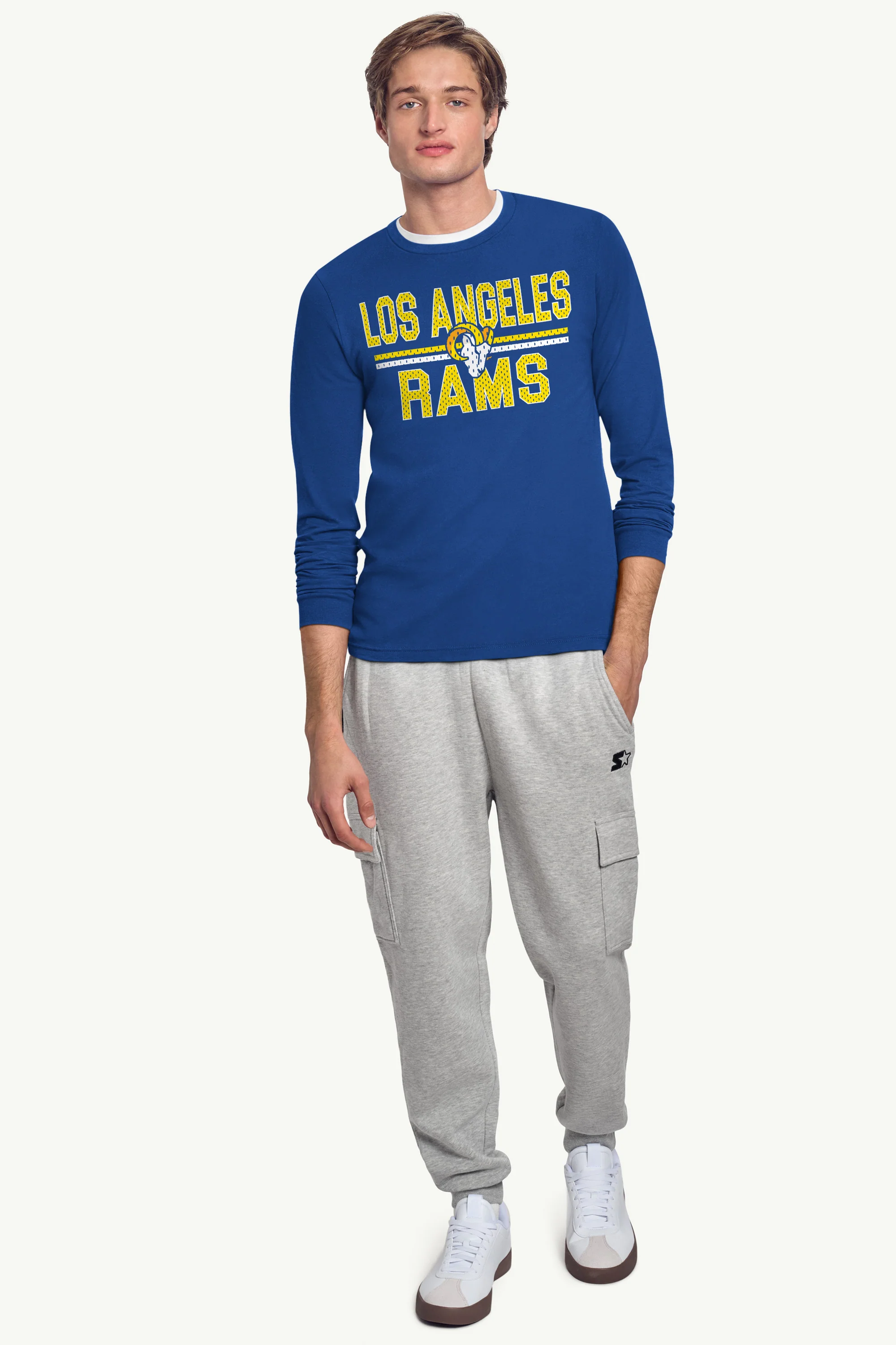 MENS LOS ANGELES RAMS MESH LOOK LONG SLEEVE T SHIRT - Image 3