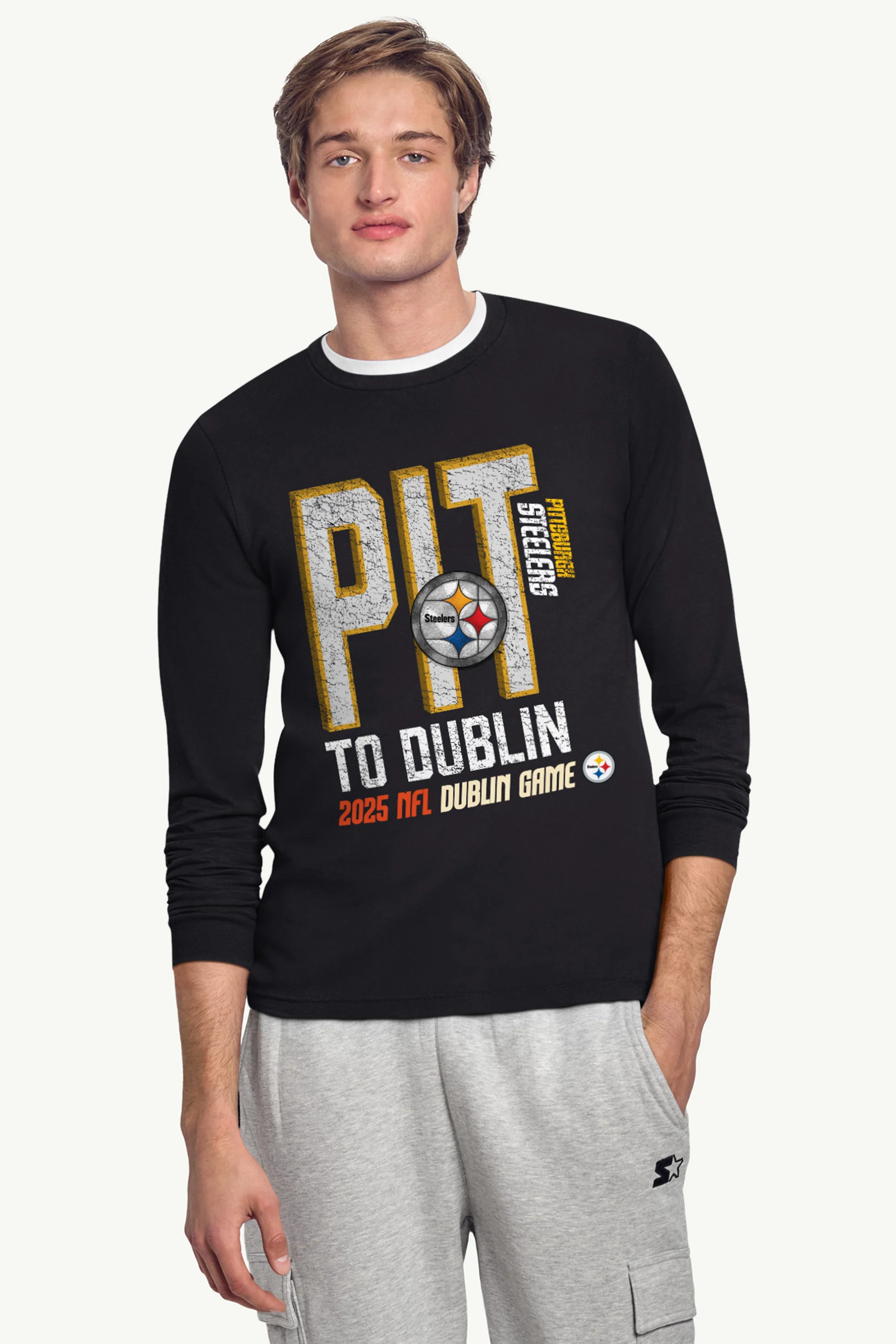MENS PITTSBURGH STEELERS TO DUBLIN WE GO LONG SLEEVE T SHIRT - Image 2