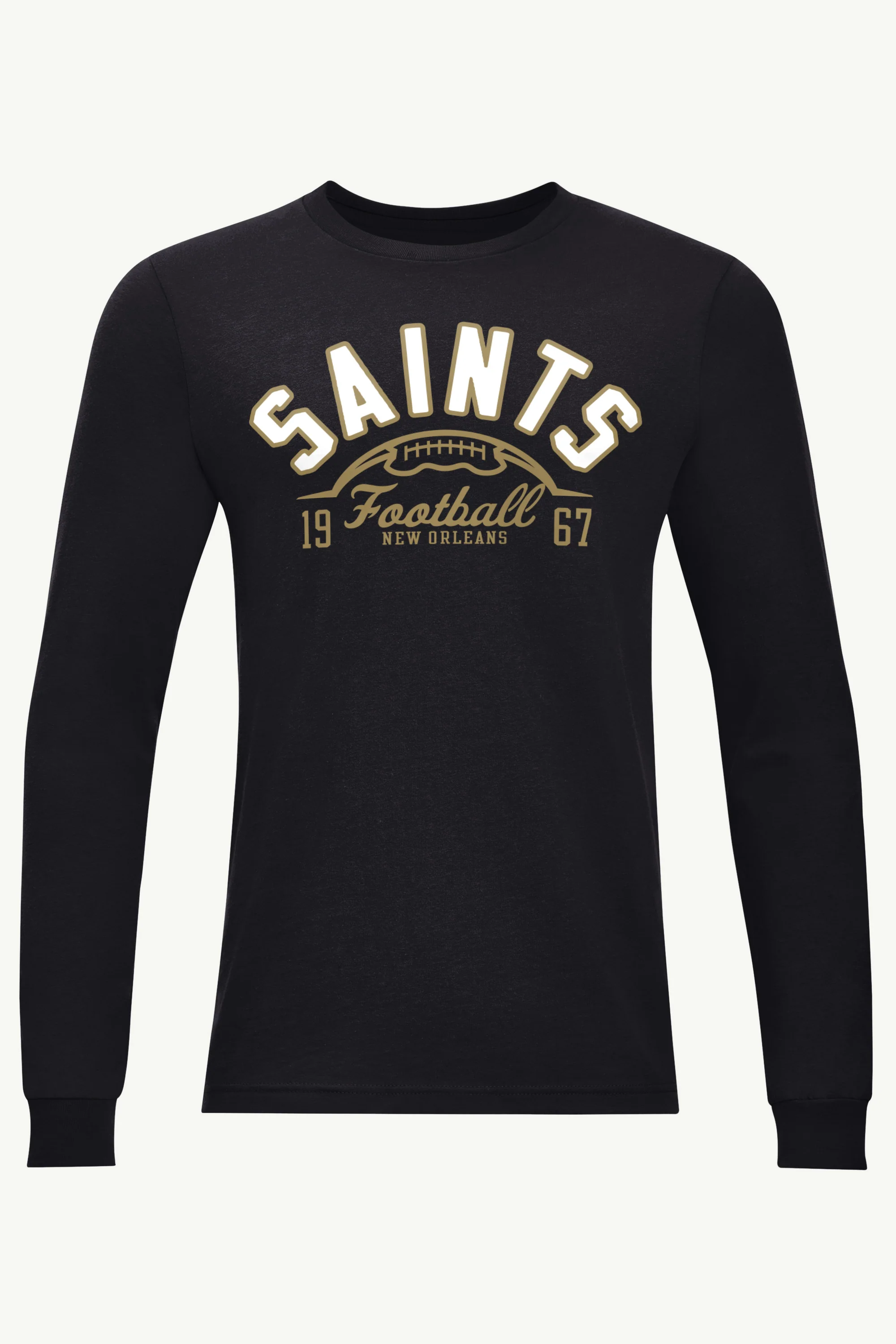 MENS NEW ORLEANS SAINTS HALF BALL LONG SLEEVE T SHIRT