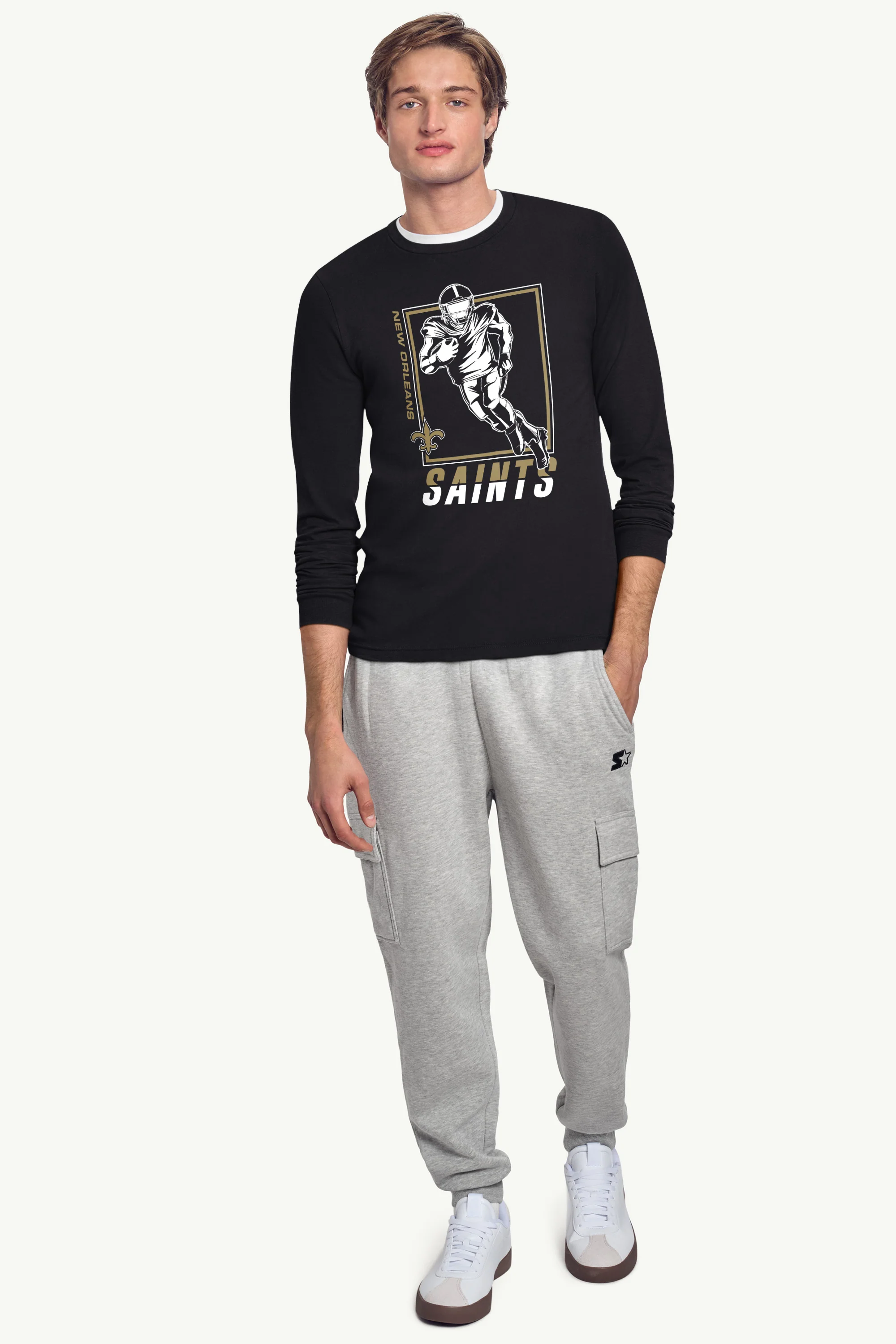 MENS NEW ORLEANS SAINTS PLAYER GRID TEAM LONG SLEEVE T SHIRT - Image 3