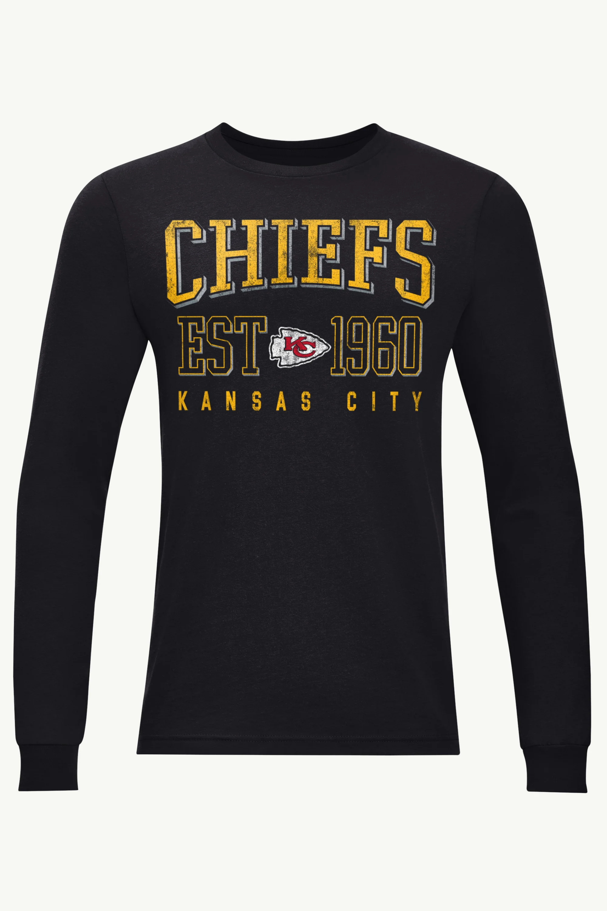 MENS KANSAS CITY CHIEFS RETRO LOGO LONG SLEEVE T SHIRT
