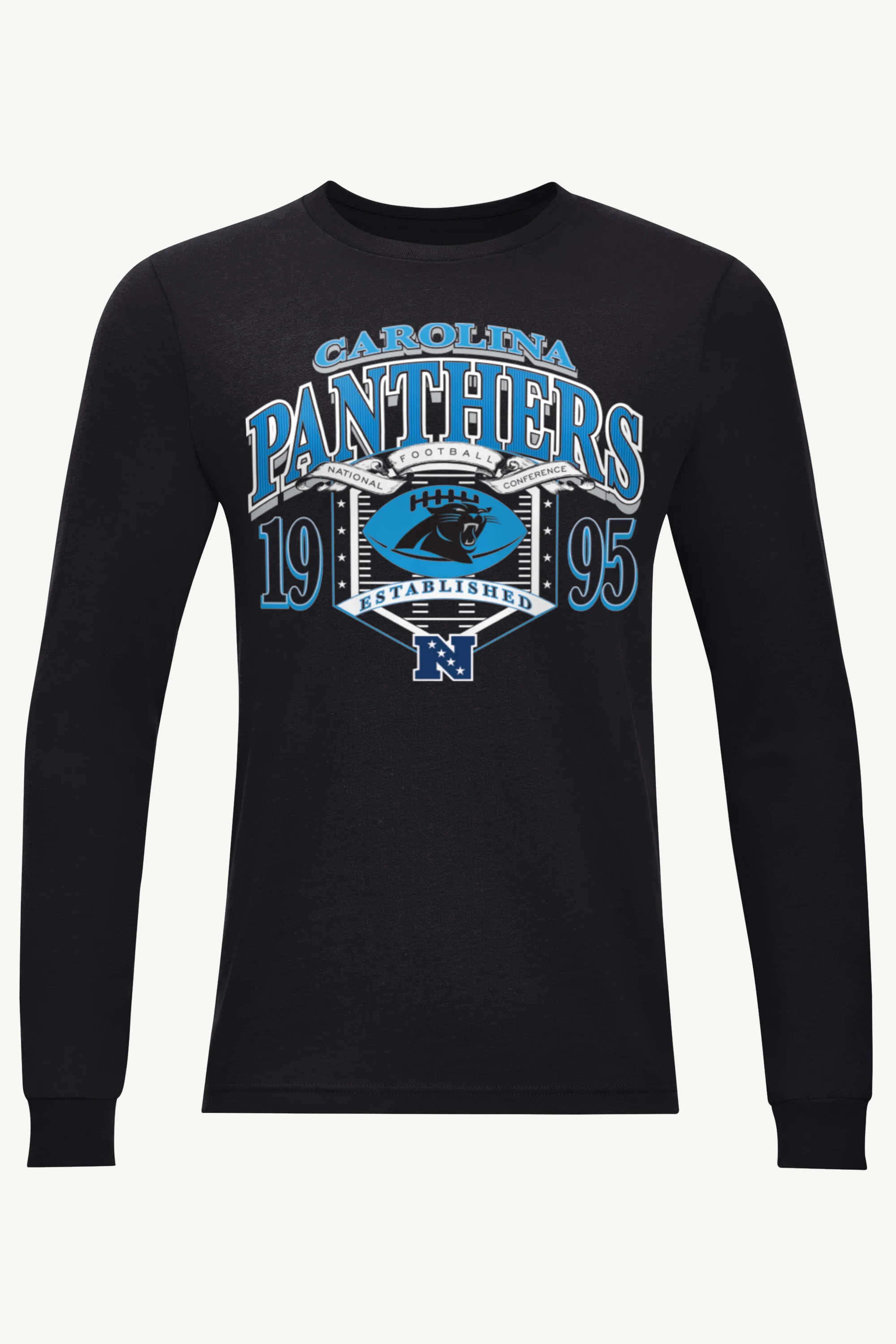 MENS CAROLINA PANTHERS 80s INSPIRED FIELD LONG SLEEVE T SHIRT