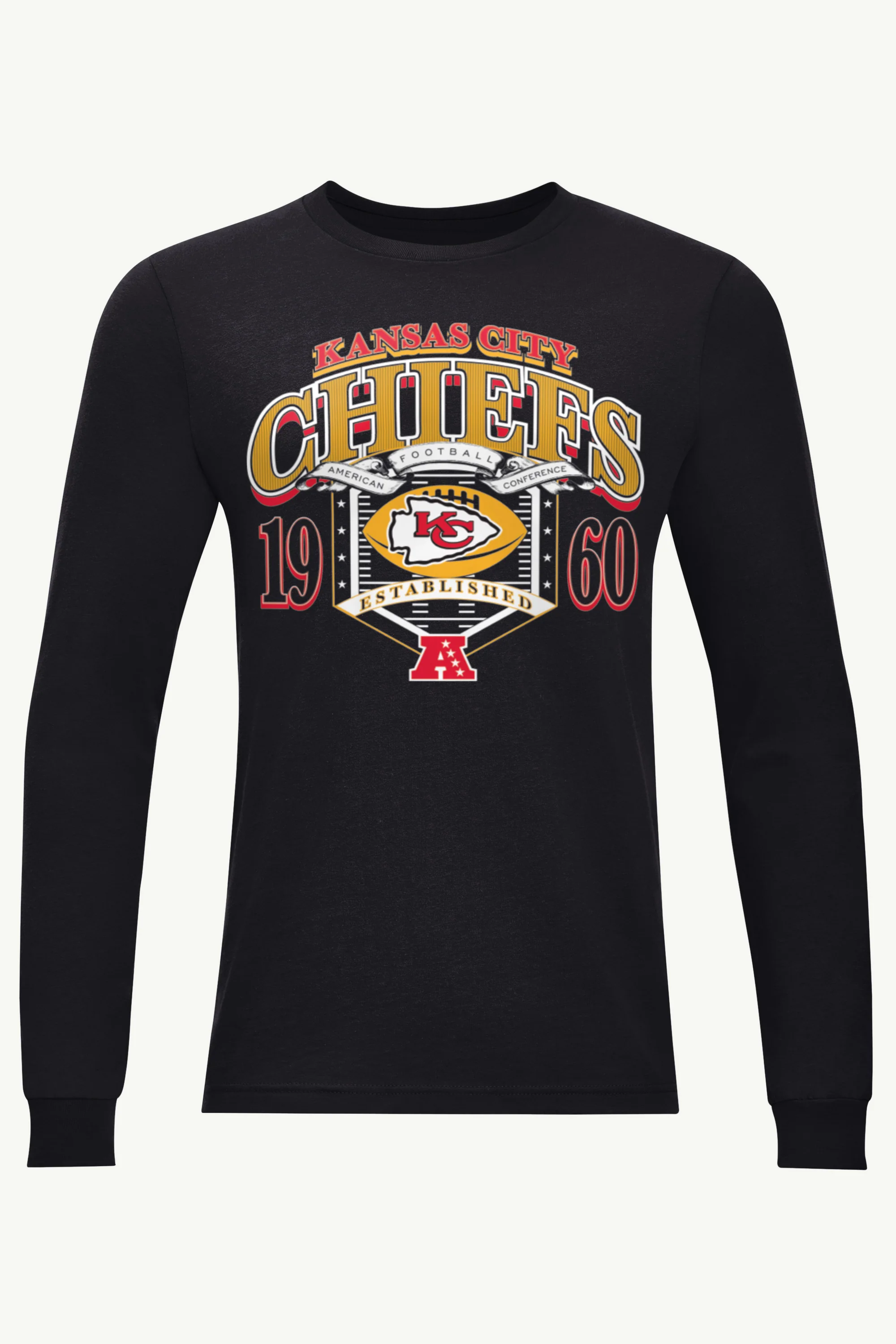 MENS KANSAS CITY CHIEFS 80s INSPIRED FIELD LONG SLEEVE T SHIRT
