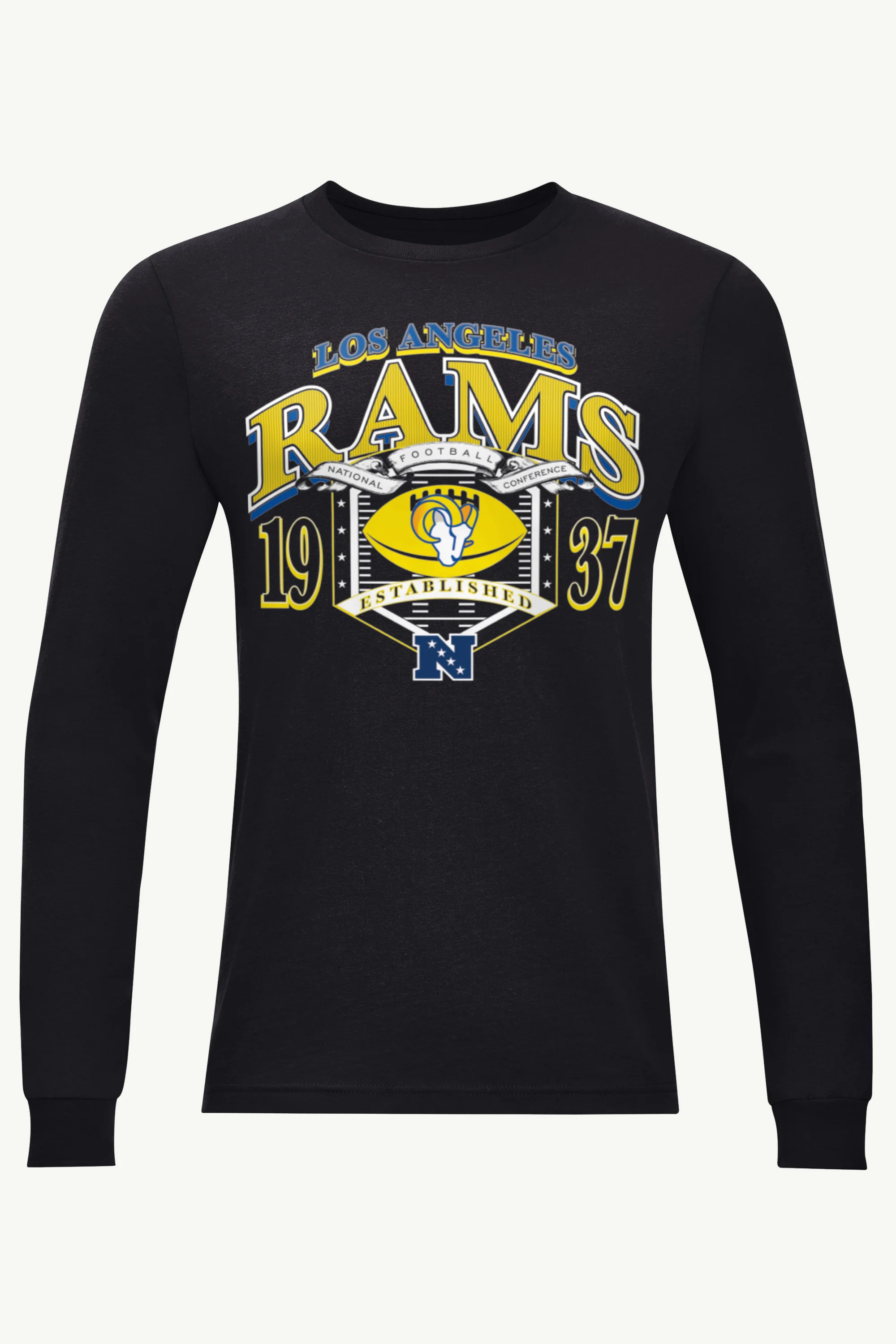MENS LOS ANGELES RAMS 80s INSPIRED FIELD LONG SLEEVE T SHIRT