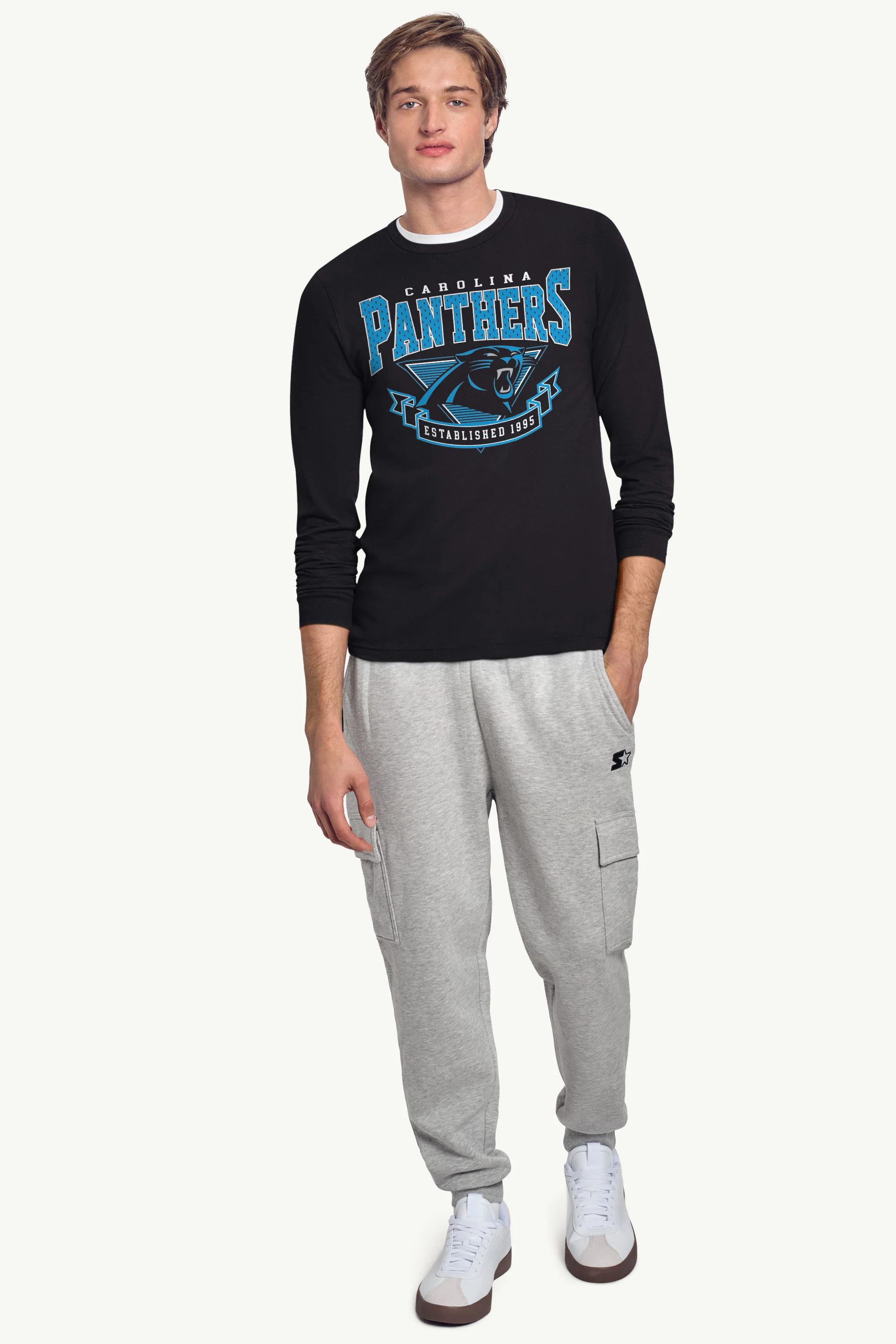 MENS CAROLINA PANTHERS 80's INSPIRED LONG SLEEVE T SHIRT - Image 4