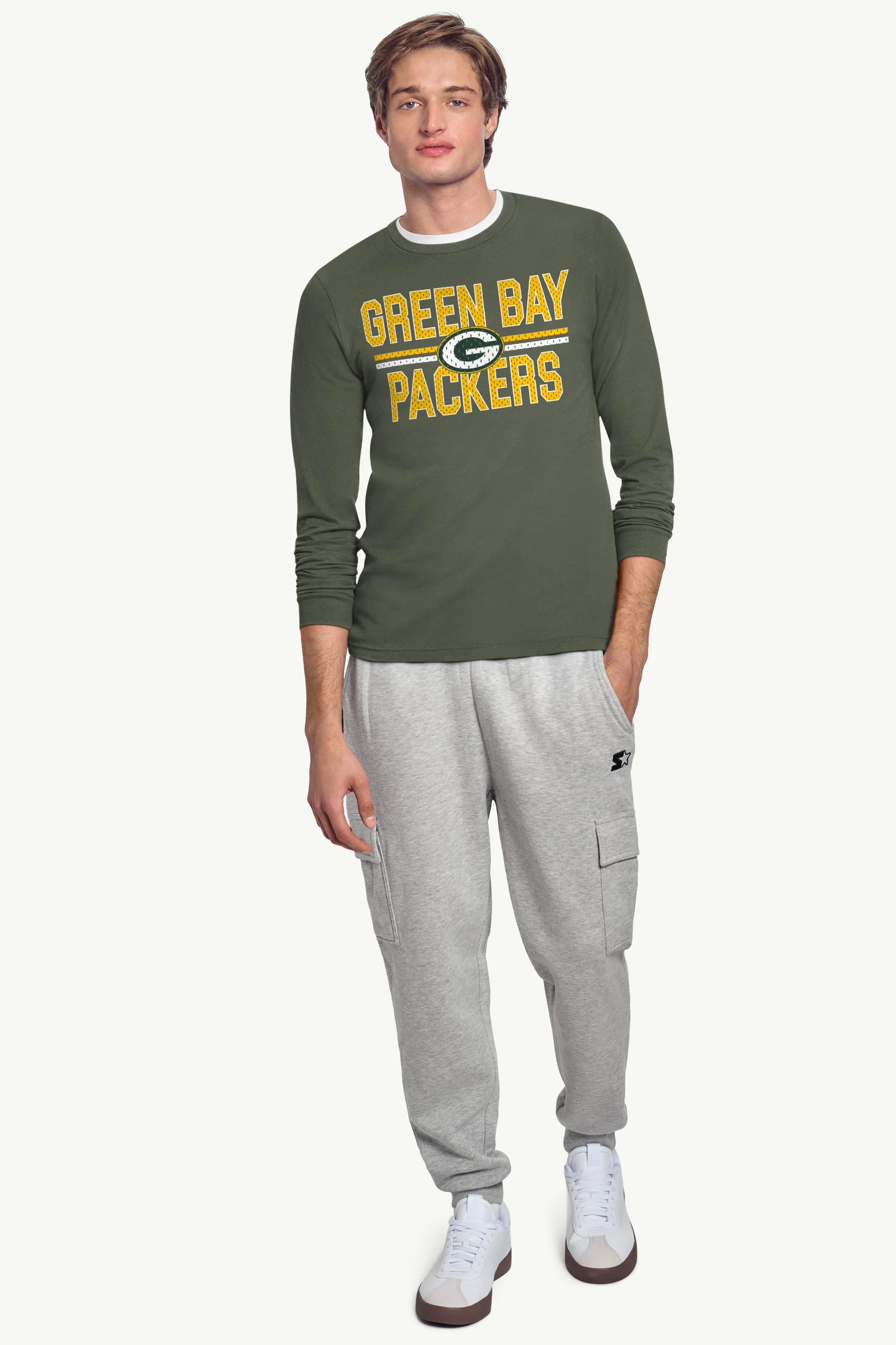 MENS GREEN BAY PACKERS MESH LOOK LONG SLEEVE T SHIRT - Image 3